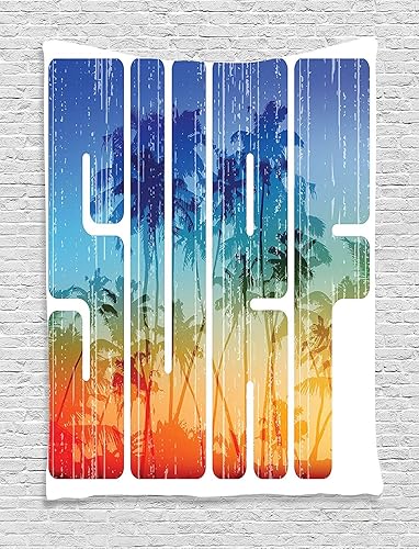 Miniatura 211 de Ambesonne Tapiz de naturaleza, silueta de oso salvaje en el bosque de la selva en la noche oscura, ilustración para colgar en la pared para Verde