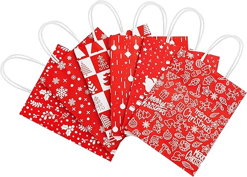 Miniatura 2 de JOYIN 24 bolsas de regalo rojas de Navidad, bolsas de regalo con 6 diseños para regalos de fiesta de Navidad, bolsa de regalo de envoltura
