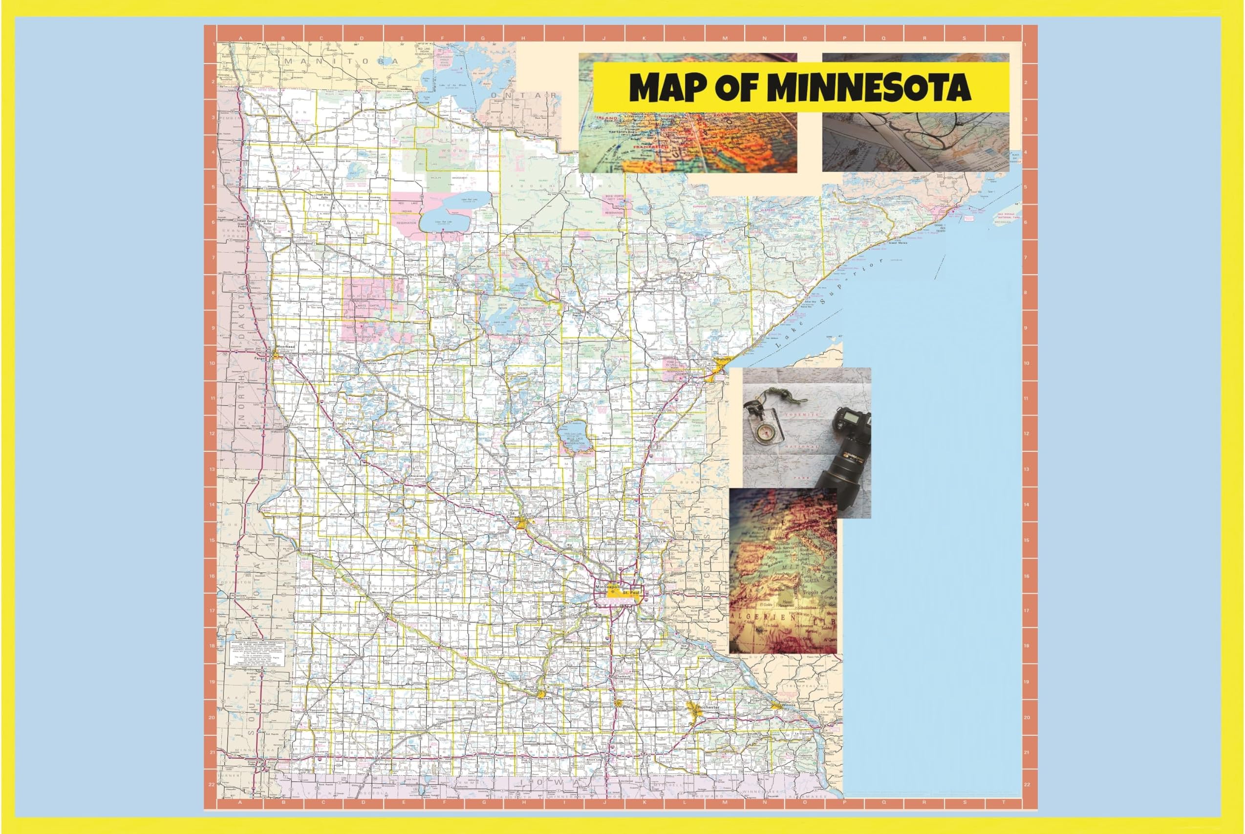 18x24 Map Of Minnesota Large Detailed Roads And Highways Map ...