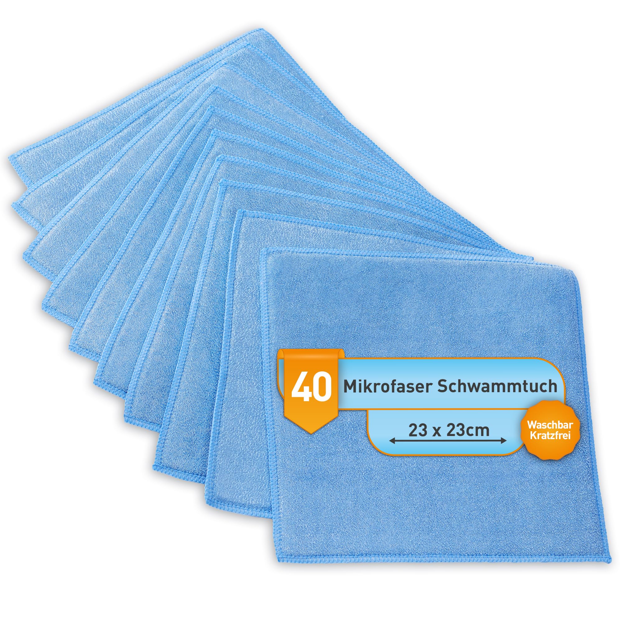 culiclean Spüllappen waschbar – extrem saugfähig, blau, 40 Stück | Spültücher Küche, Schwammtücher, Putzlappen, 23x23cm, 60°C waschbar, trocknergeeignet, schnell trocknend, geruchsfrei