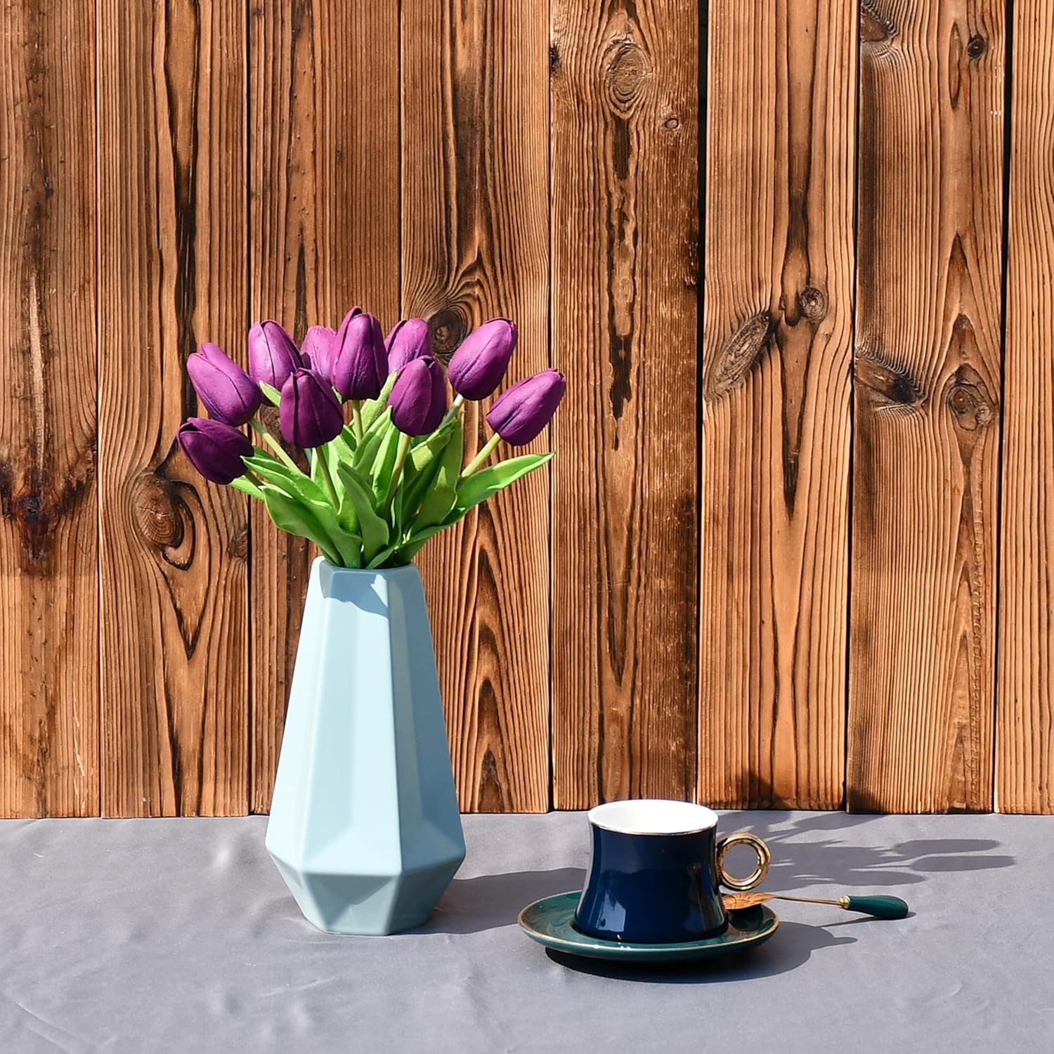 ONLY ART Artificial Purple Tulips 20 Pcs – 13.5 Inch PU Faux Flowers with Bendable Stems for Home Décor, Wedding Centerpieces, DIY Floral Arrangements, New Year and Valentine's Day - Image 3