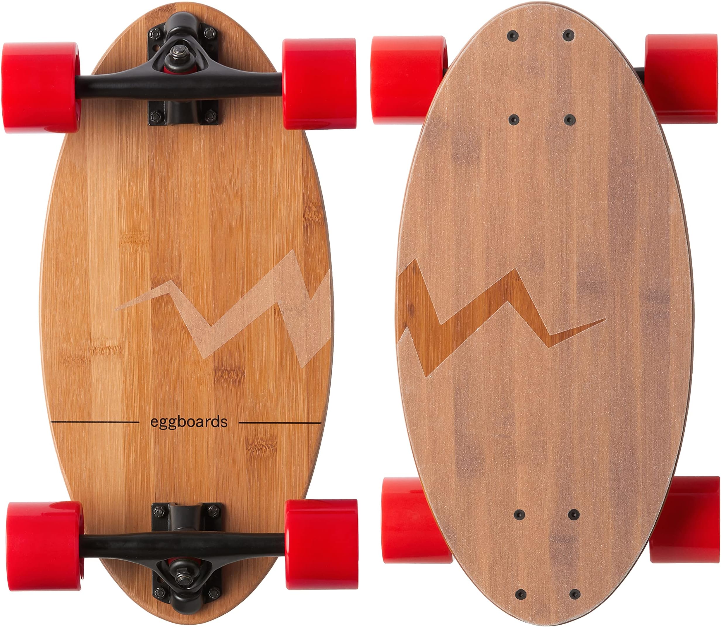 Eggboards Mini Longboard The Original - Bamboo Wood Cruiser Skateboard for Adults and Kids. Easy to Carry, Smooth to Ride