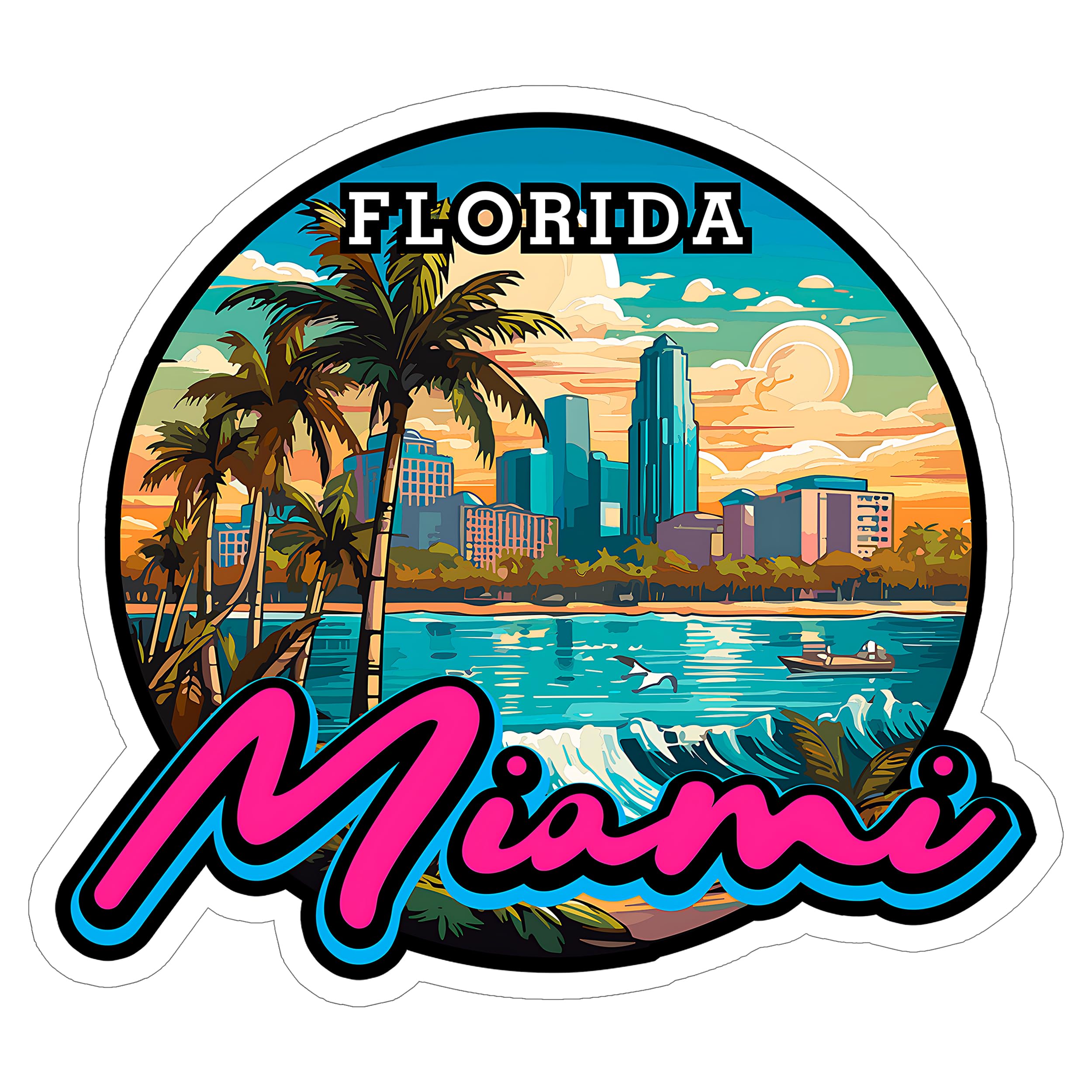 Amazon.com: Miami Florida Sticker Travel Outdoors Decal Vinyl 