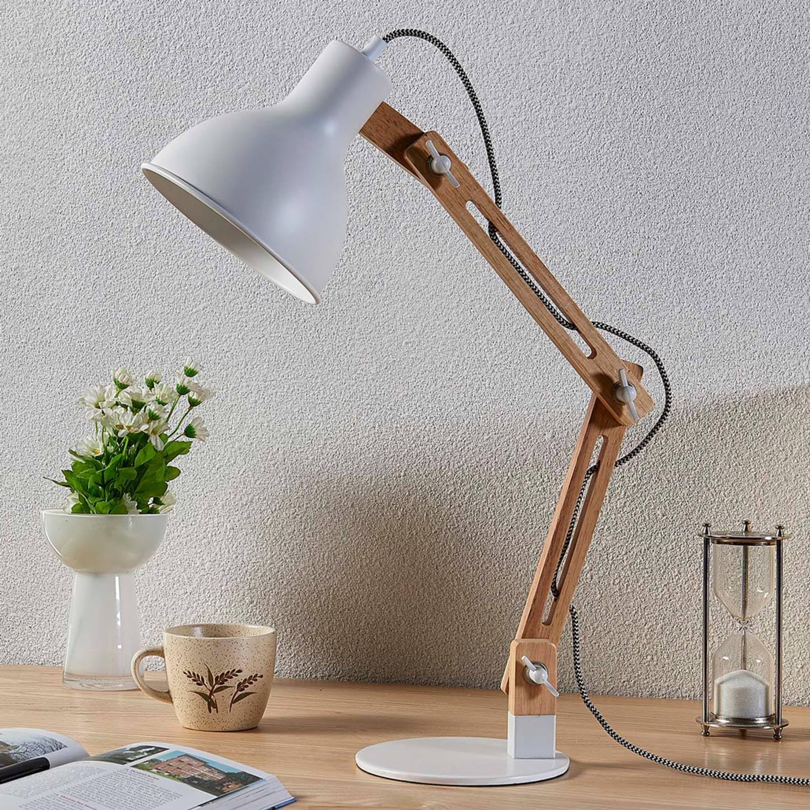 Lindby Tischlampe Shivanja (Modern) aus Holz (1 flammig, E27) - Tischleuchte Schreibtischlampe Nachttischlampe Arbeitszimmerleuchte