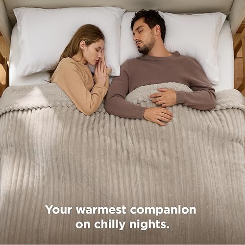 Vista 262 de Bedsure GentleSoft - Manta térmica eléctrica, suave manta eléctrica de franela acanalada, calefacción con 4 ajustes de tiempo, 6 ajustes de calor