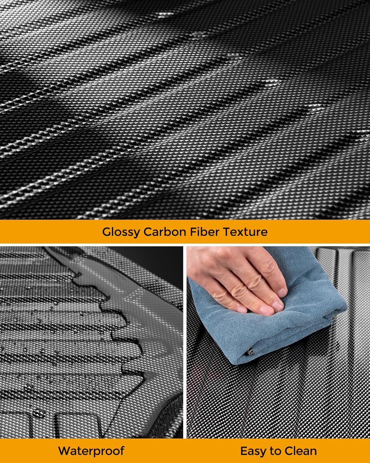 All Weather Carbon Fiber Style Trunk Mat for BMW X3 2018 2019 2020 2021 2022 2023 2024 | Not Fits 30e | Only for Vehicles Without Spare Tire | TPE Non-Slip Cargo Liner | Automotive Car Accessories