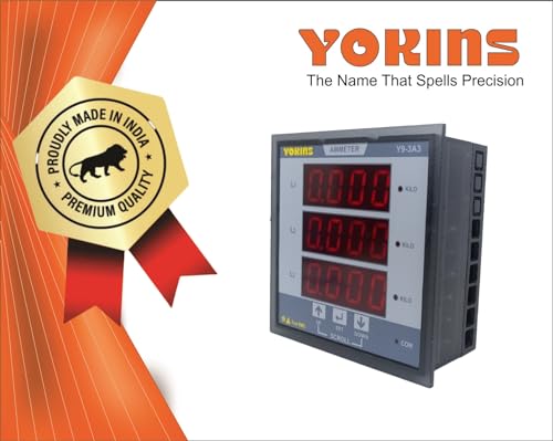 Image of Yokins True RMS Three phase AC Digital Ammeter Y9-3A3 (3 line display) 5A /1A AC CT selectable (upto 10A Direct) used for measurement of 3 phase AC Current, comes with One year Warranty (Size 96x96)