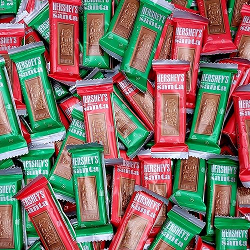 HERSHEY'S - Barra de Papá Noel de chocolate con leche navideña, barras de tamaño aperitivo (paquete de 5 libras)