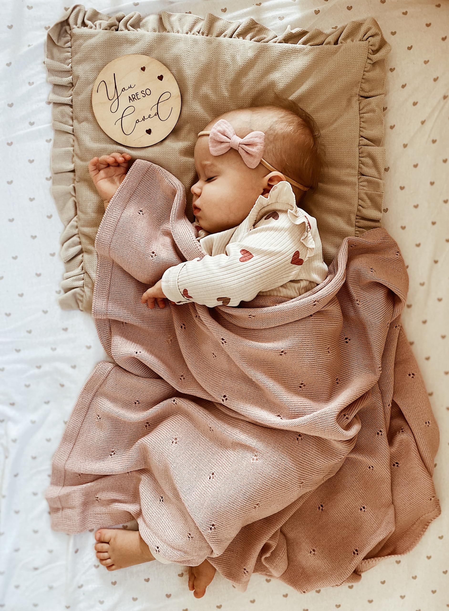 Merino Babydecke, 100% Wolle, Handgemacht, Nachhaltige Winterdecke für Neugeborene, Kuscheldecke, Geschenk zur Geburt & Taufe, Kinderwagendecke (Rosa)