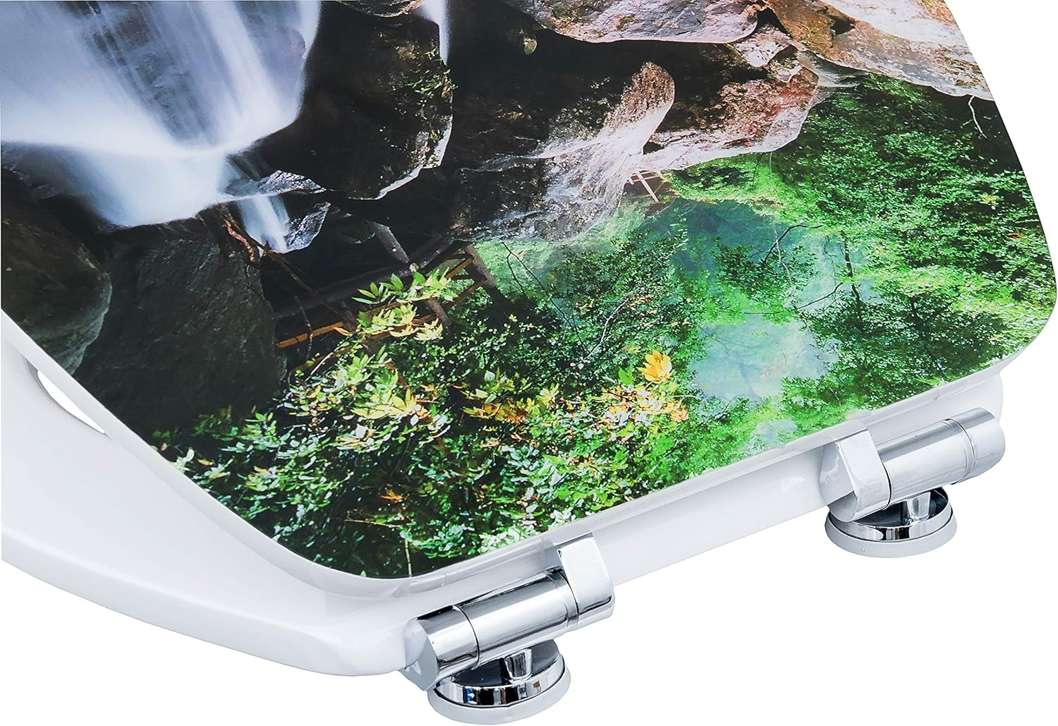 Close-up of CORNAT WC-Seat Hinges and Waterfall Design