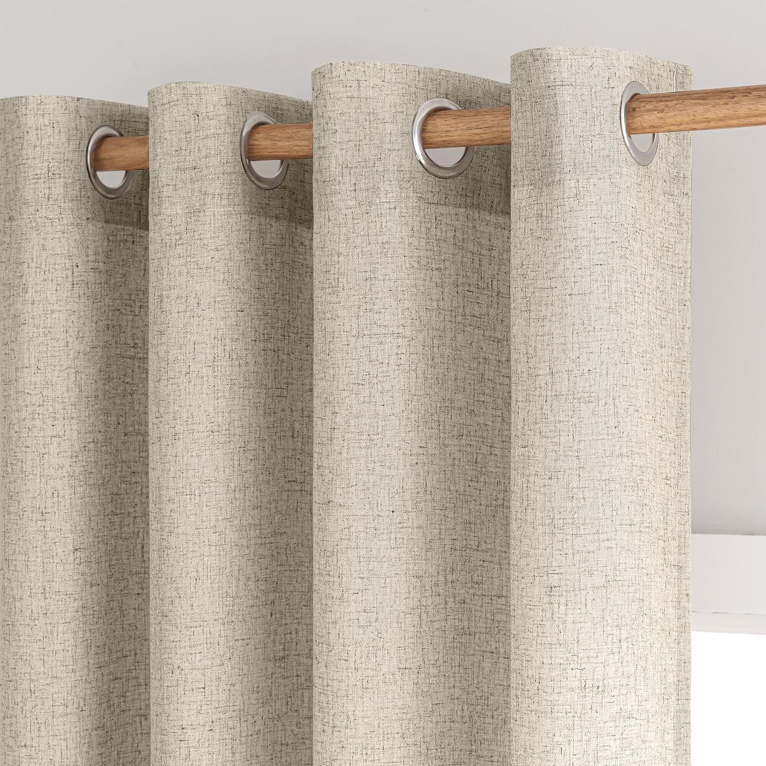 MIULEE Rideau Lin Beige Voilage Salon L 140 x H 260 cm Rideaux Voilage à Oeillets Rideaux et Draperies Intérieurs Modernes pour Chambre Fenêtre Salon Semi-Transparent 2 Panneaux