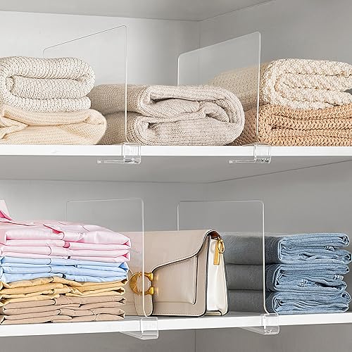 Miniatura 7 de Paquete de 10 separadores de estantes transparentes de 12 pulgadas versión extra alta para organización, estantes verticales de acrílico para