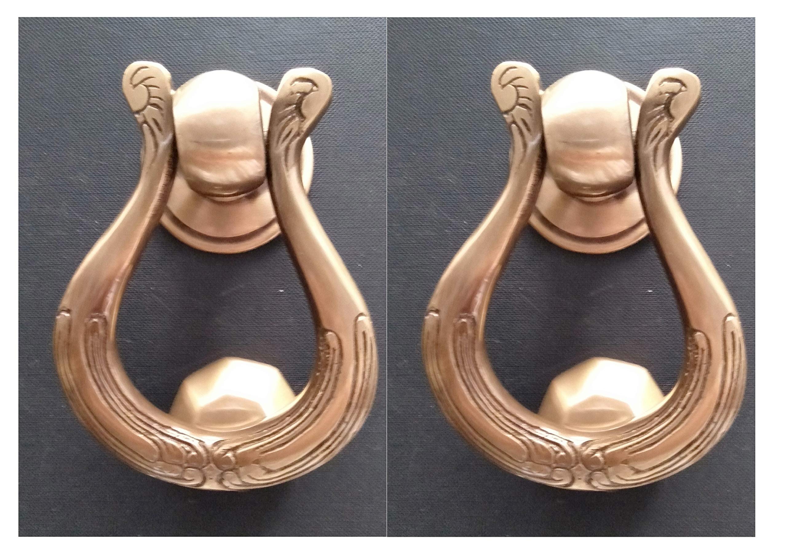 KT Hardware SolutionsExcellent Quality Solid Brass Combo Pack of 2 Door Knockers - Medium Size