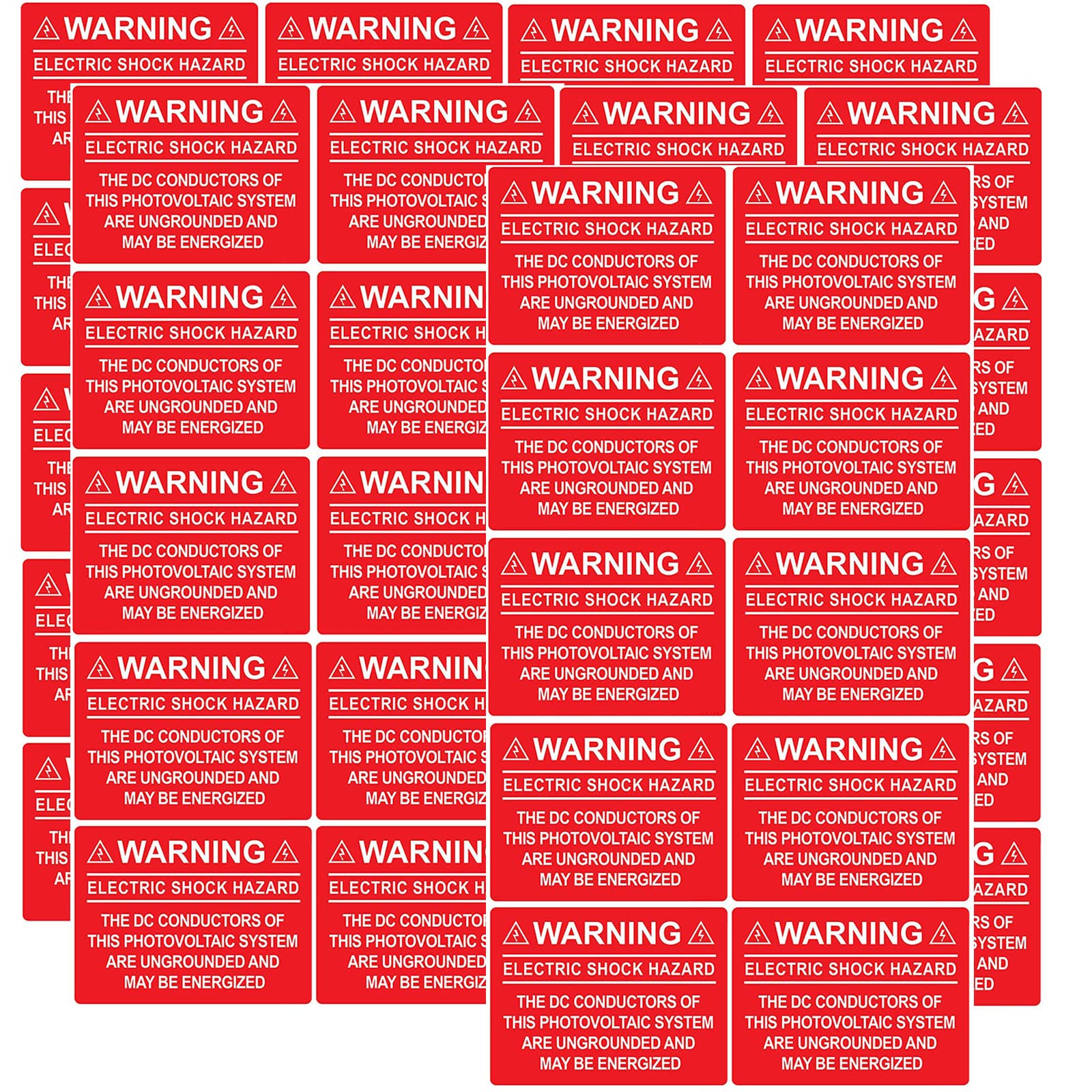 CDXHOME 50 PCS Solar PV Safety Warning Photovoltaic System Labels,Electric Shock Hazard Stickers,UV Resistant Waterproof Labels