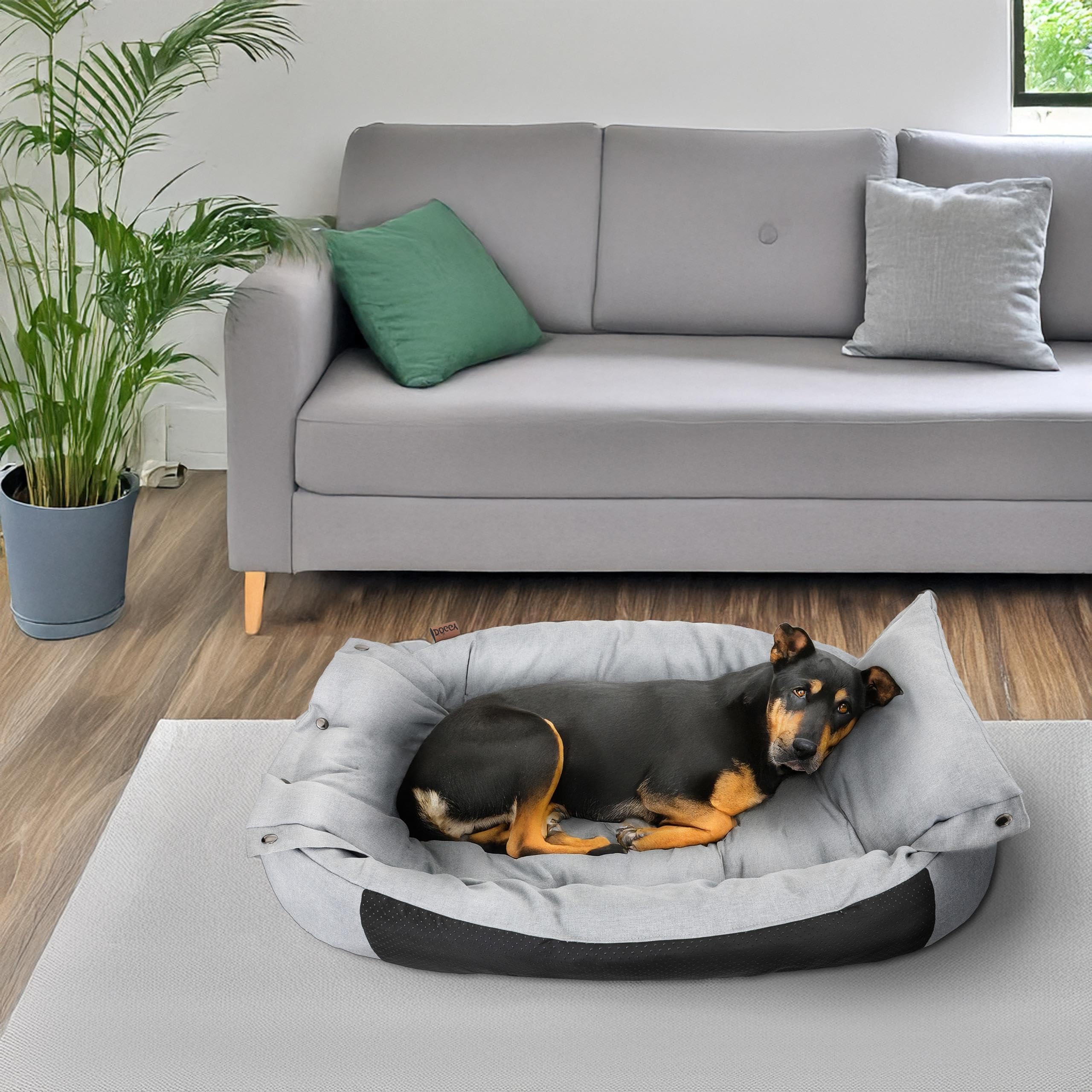 PillowPrim Legowisko dla psa i materac dla psa w jednym – sofa dla małych i średnich psów – łatwa do czyszczenia – wygodne legowisko dla zwierząt domowych – poduszka dla psów – L 76 x 56 cm
