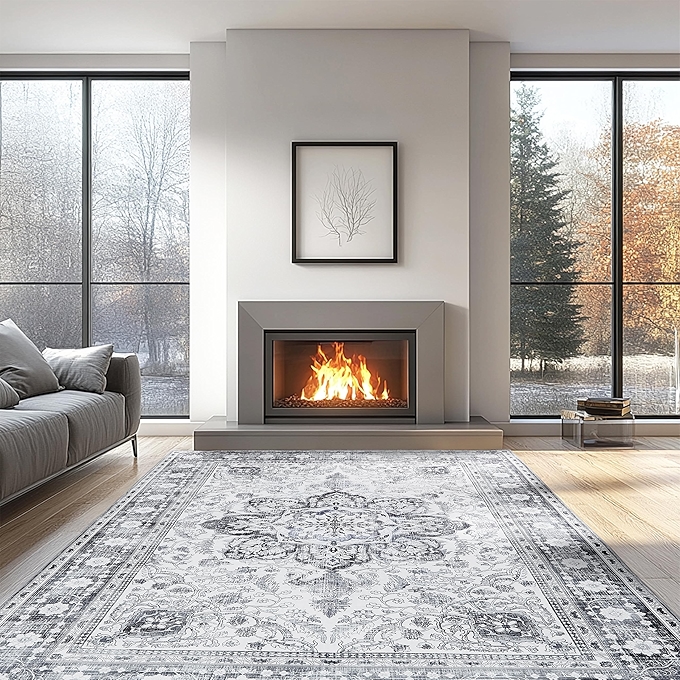 可机洗的5x7英尺防滑地垫，适用于客厅卧室餐厅厨房