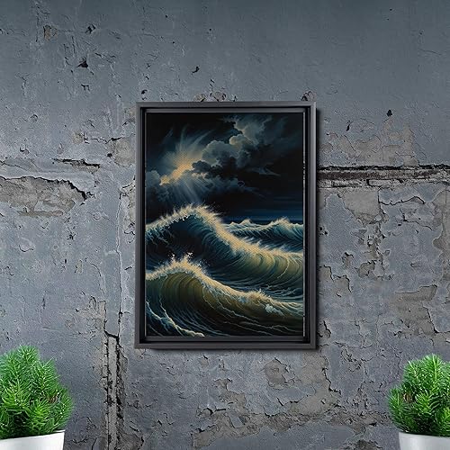 Miniatura 5 de Canvas Print Wall Art Retro Wave Art A Storm Wall Art Print Sea Wave In The Night And Trees Stormy Waves Art Canvas, Decor