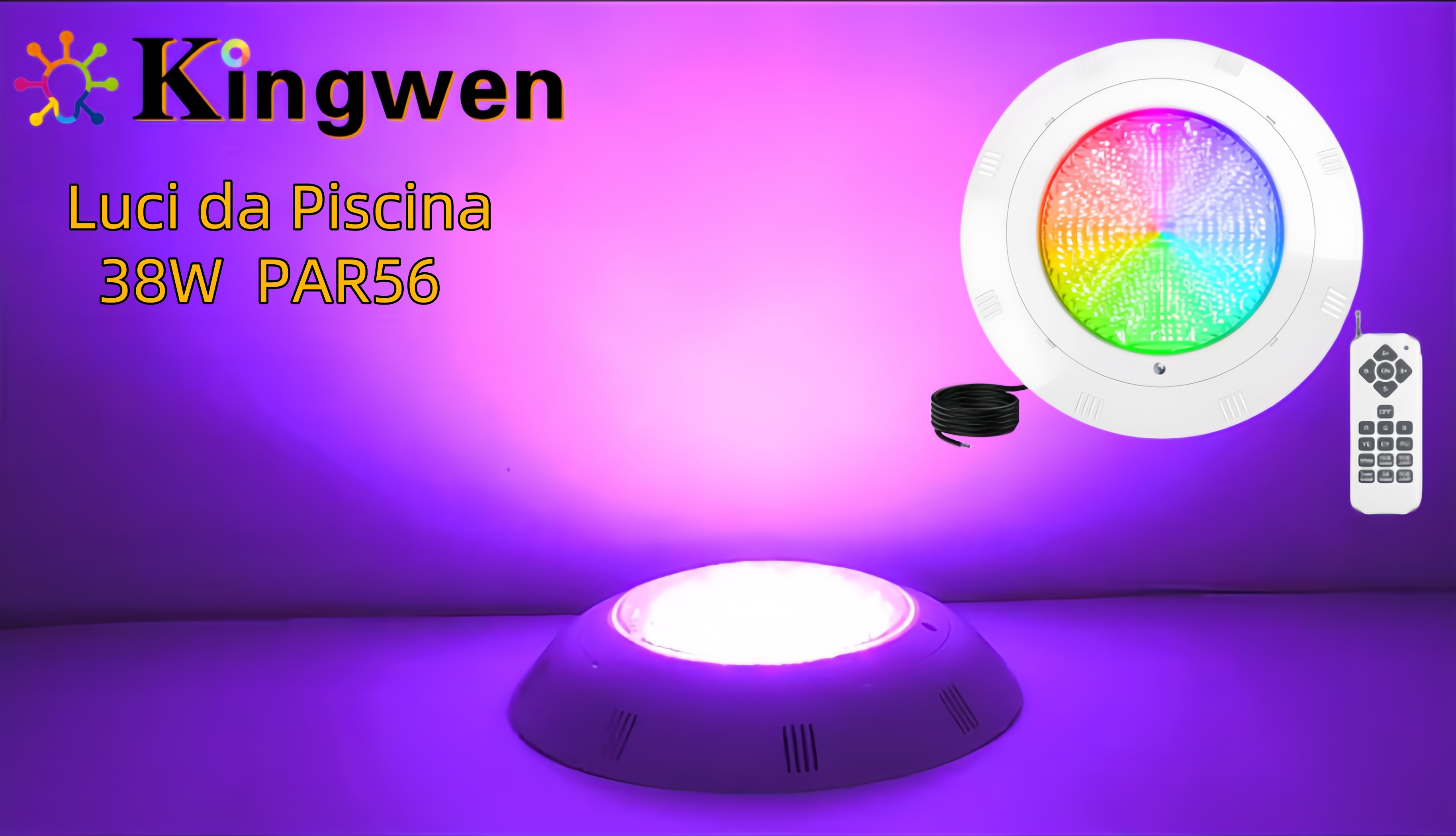 Luci Piscina LED KWODE 72W RGB IP68 - Lampade Impermeabili Per Piscina, Con Telecomando E Timer - Foto 7