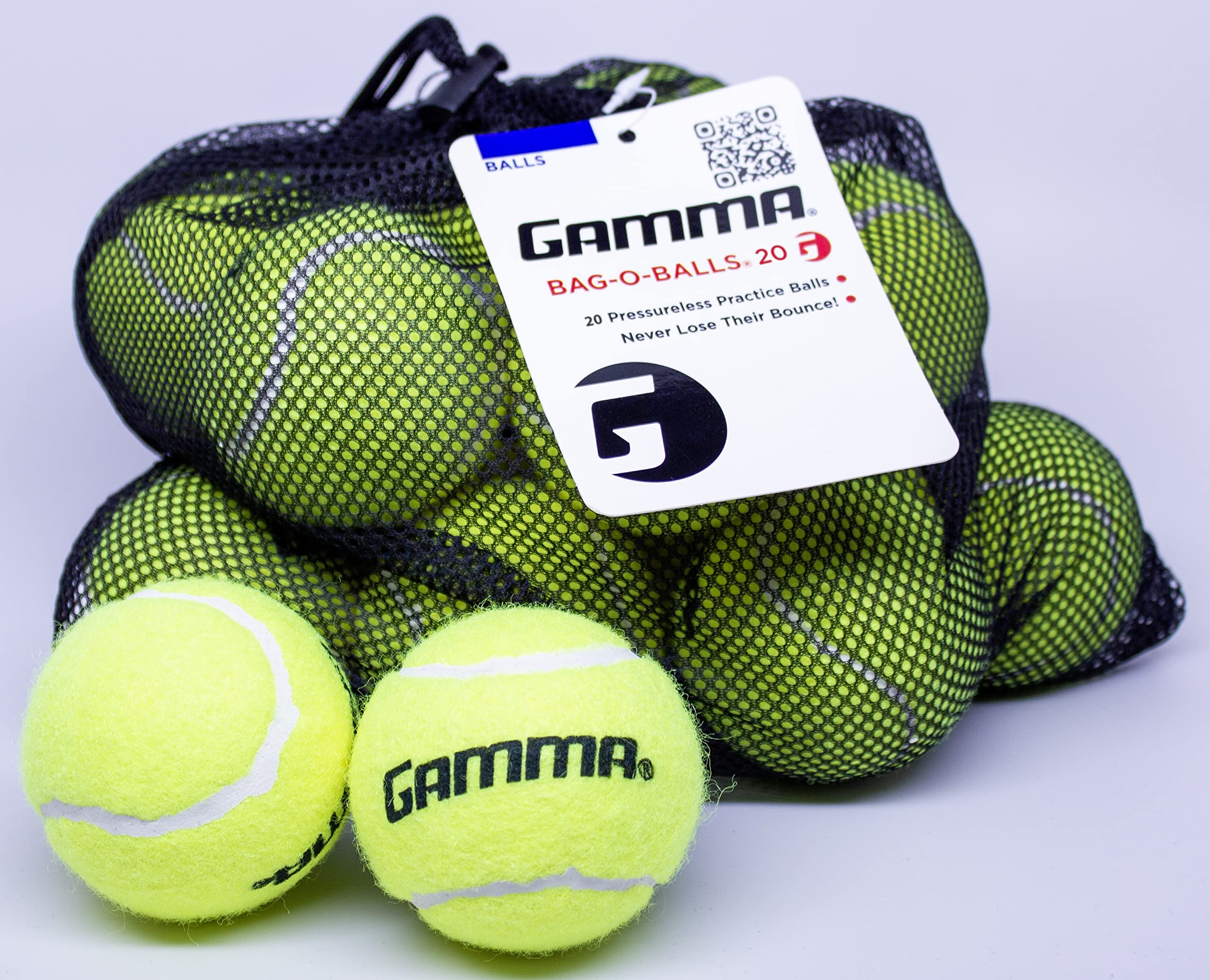 GammaPressureless Tennis Ball Bags, 10, 12, 18, and 20 Pack Sizes, Tennis Lessons & Practice, Longer Durability & More Bounce, Colored Tennis Balls, Pet Toys, Dog Ball, Tennis Training, Coaching