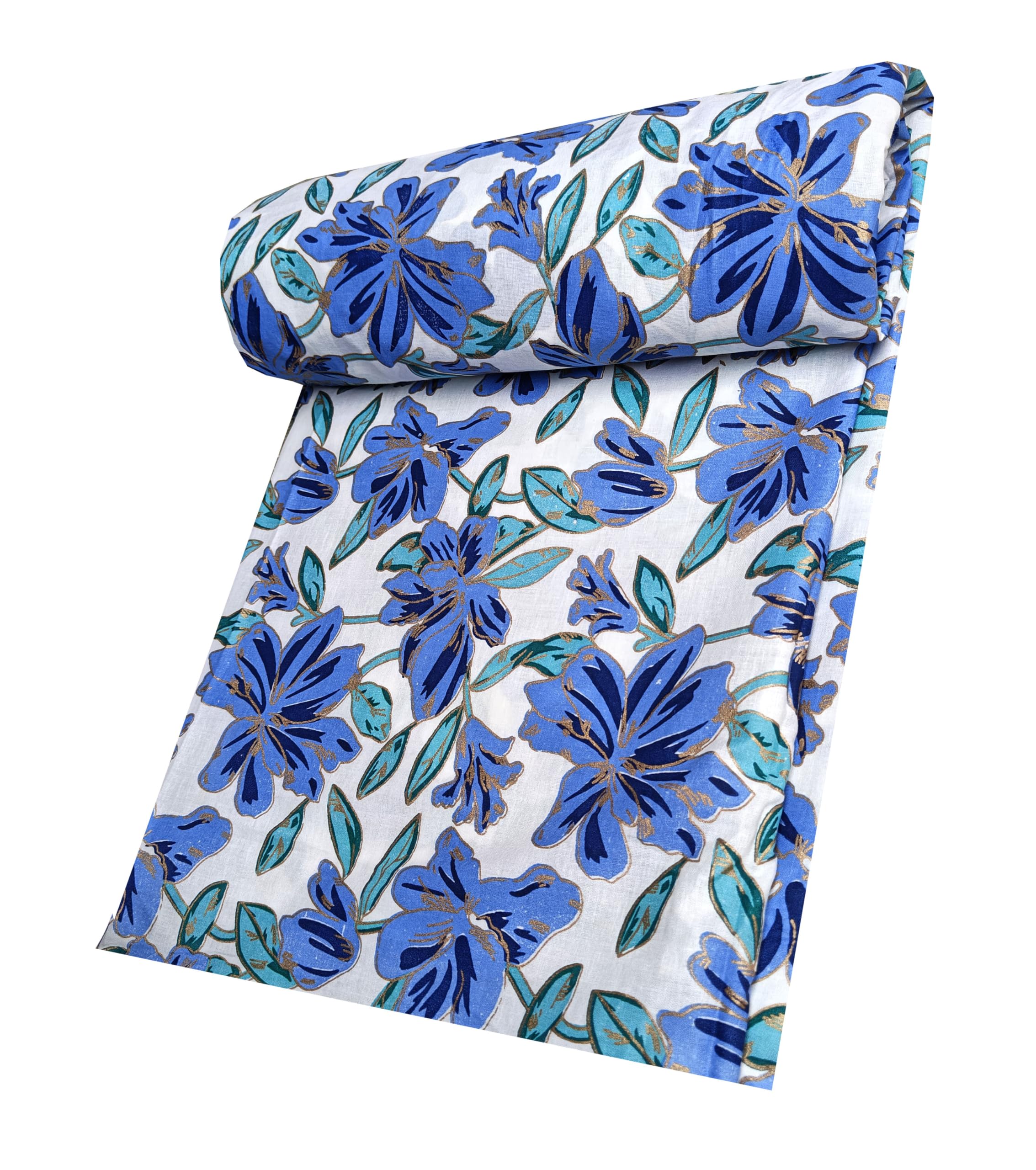 Jaipuri Floral Printed Pure Cotton Unstitched Dress Material, Sanganeri Fabric for Blouse, Kurti, Plazzo, Lehenga and Saree-picture-18