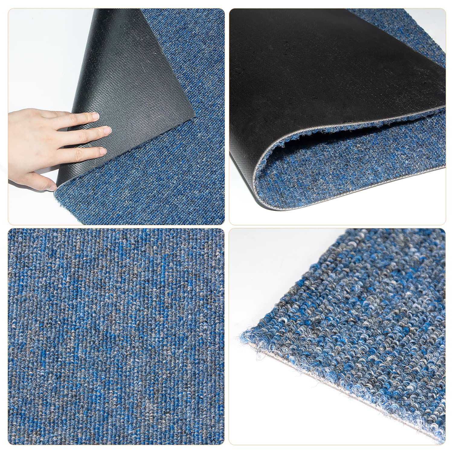 uyoyous Lot de 20 carreaux de sol commerciaux avec envers en PVC antidérapants et résistants à l'humidité pour une utilisation résidentielle et commerciale Bleu 50,8 x 50,8 cm