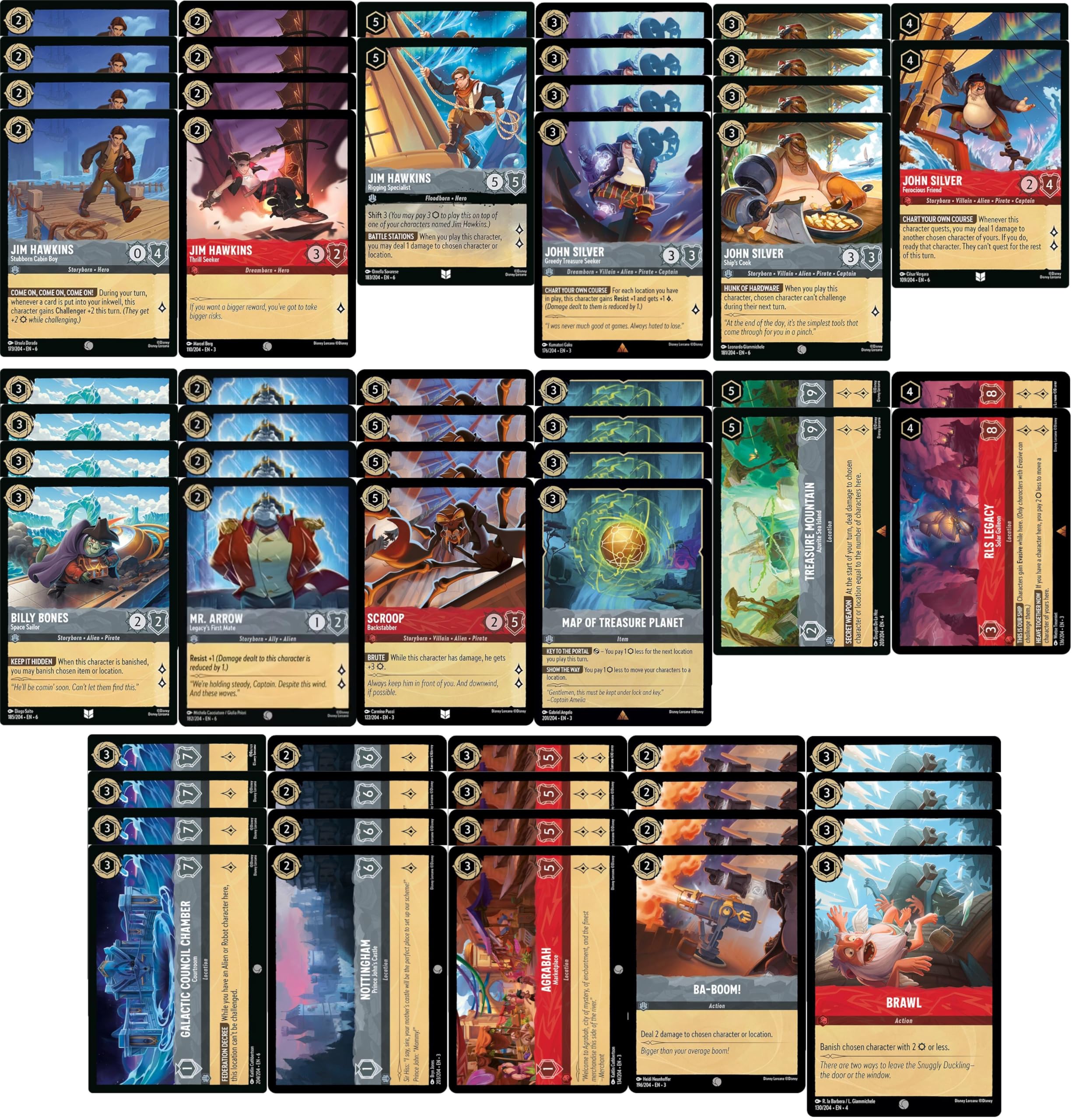 lorcana list of cards Amazon.com: MTG Decks & More Lorcana Treasure Planet Deck -Jim Hawkins,  John Silver - Custom Built - Very Strong