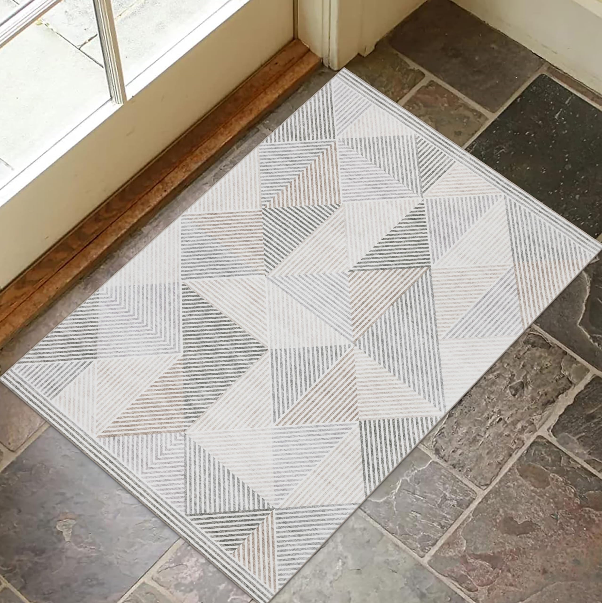 ReaLife Rugs Machine Washable Area Rug - Living Room Bedroom Bathroom Kitchen Entryway Office - Padded Crease Free Stain Resistant Premium - Modern