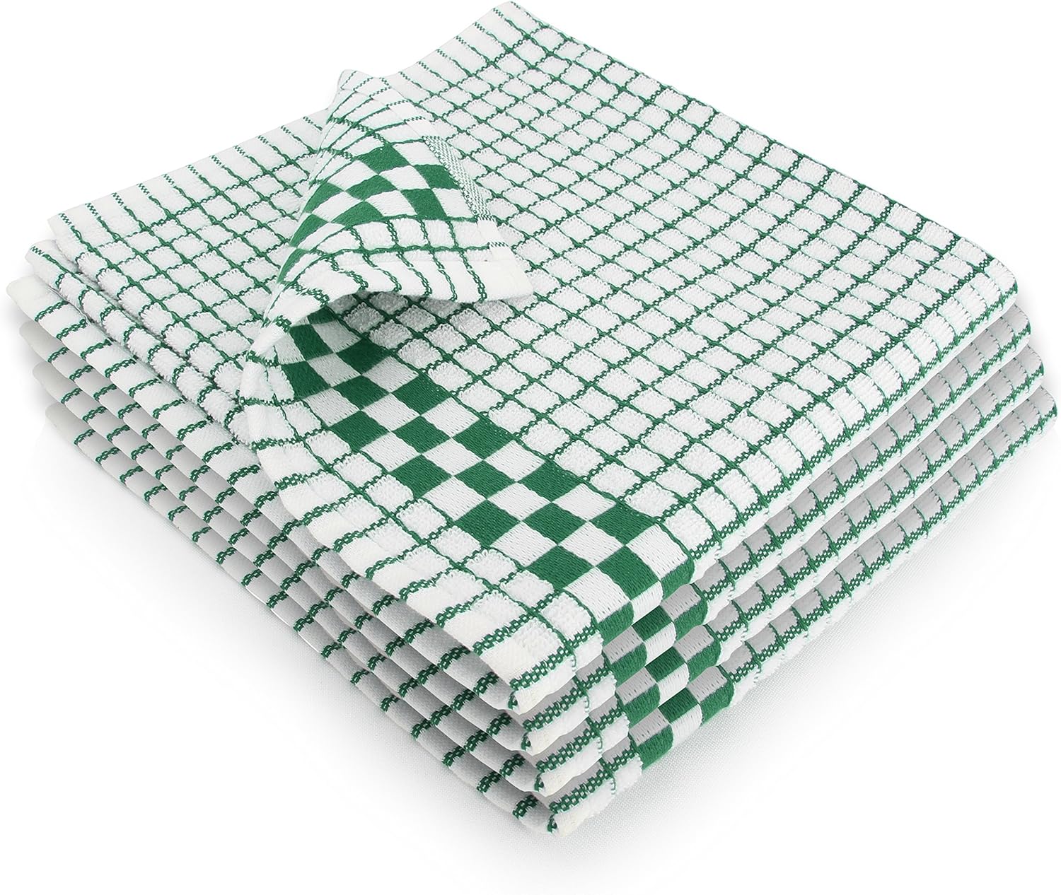 Fecido Classic Kitchen Dish Towels with Hanging Loop - Set of 4, Dark Green