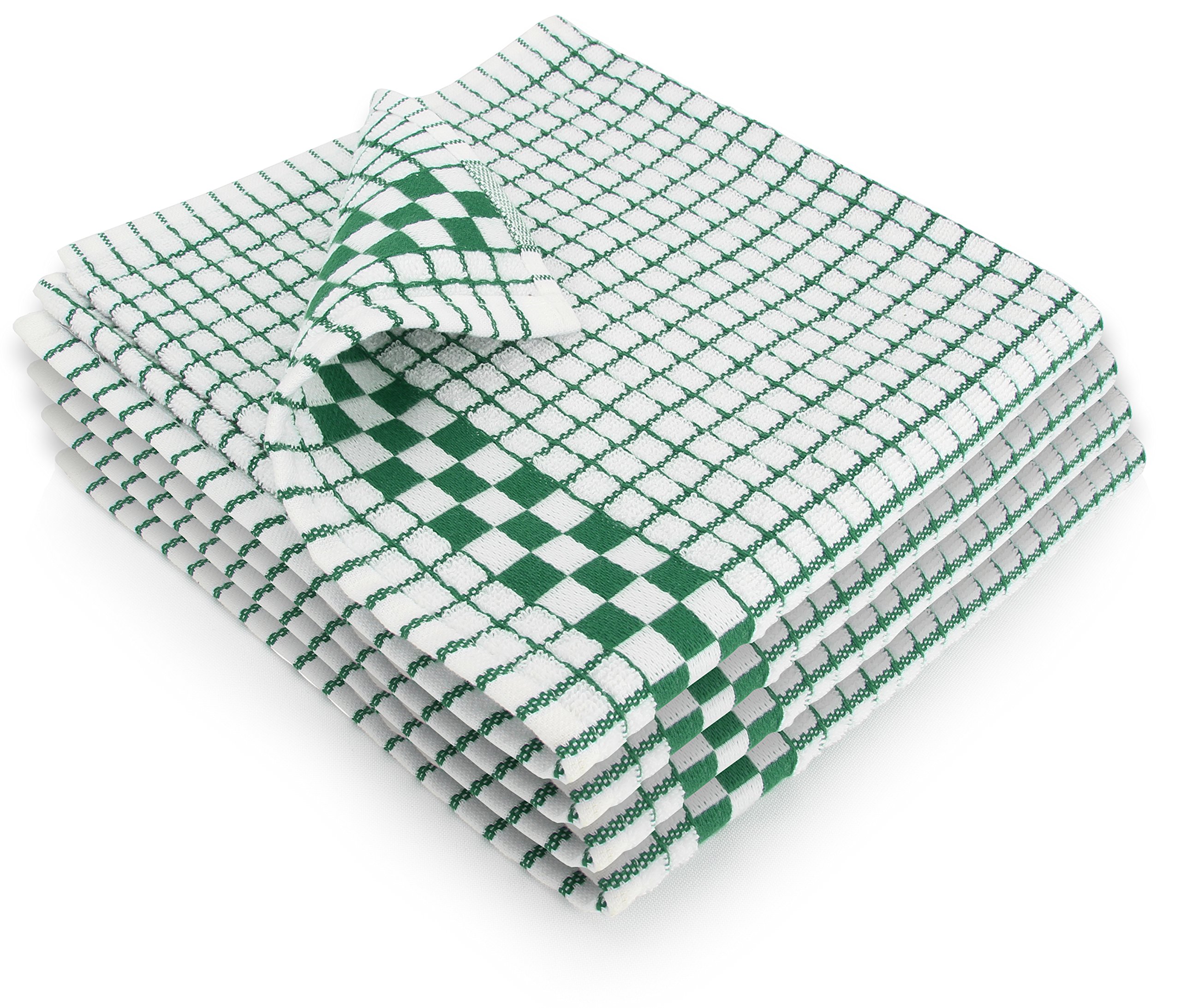 Torchons de cuisine verts Fecido lot de 4 essuie-mains en coton avec boucle