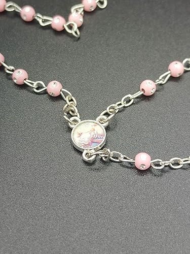 Vista 4 de 12pcs Rosario en botella de vidrio collar con cuentas con Crucifijo Cruz Charm wOrgazna Bag BautismoChristiening Favores Recuerdos de Bautizo