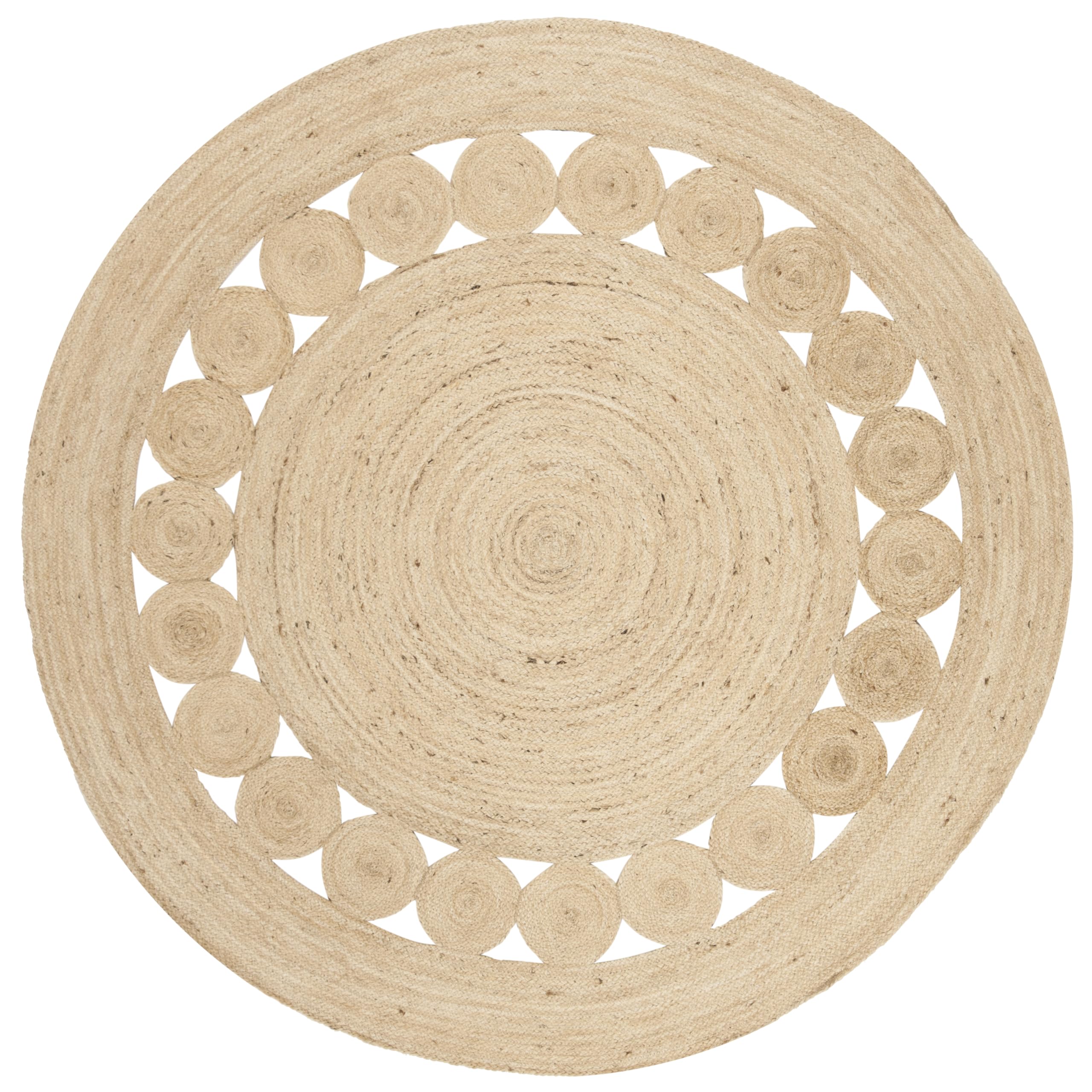 SAFAVIEH Naturfaser Teppich für Wohnzimmer, Esszimmer, Schlafzimmer - Natural Fiber Collection, Kurzer Flor, Elfenbein, 201 X 201 cm