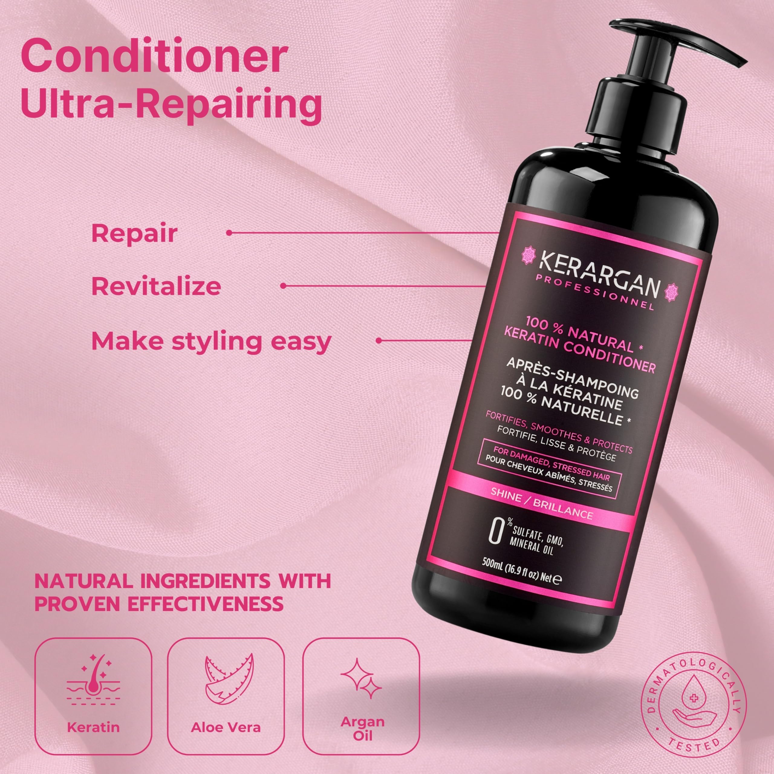 Kerargan, Complete Ultra Repairing Kit with Keratin for Damaged and Stressed Hair, Strengthens, Smooths, Protects - Image 4