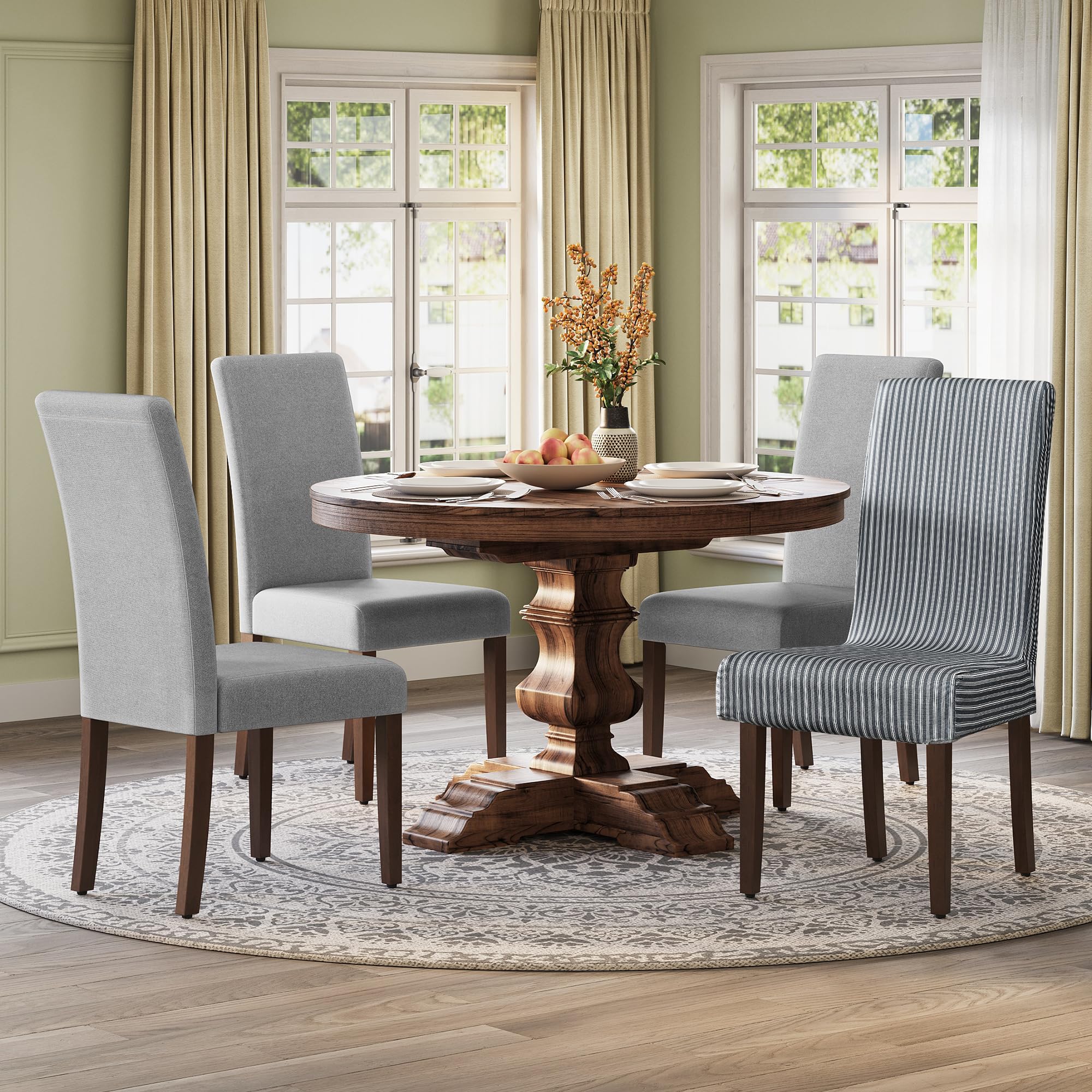 VASAGLE Dining Chairs, Parsons Chairs with Removable Fabric Cover, High Back, for Dining Room Kitchen, Set of 4, Thick Seat, 22.8 x 18.9 x 39.4 Inches, Dove Gray UKDC152G14 Parsons Chair 4 P