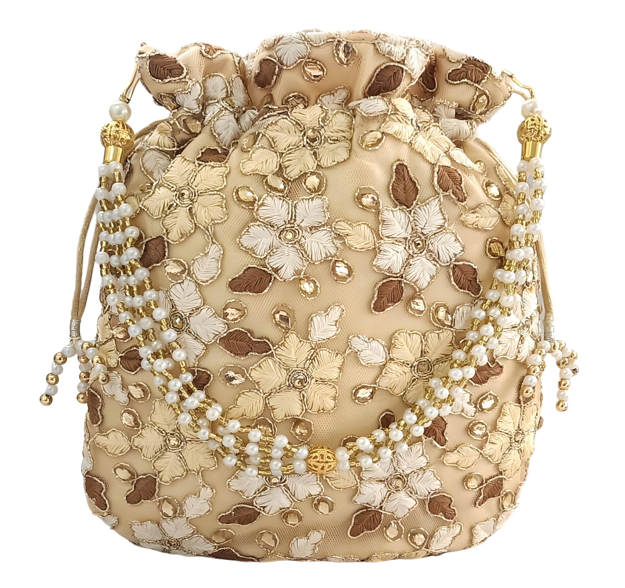 DUCHESS Designer Pink-Golden Polti Bag Pearl Handle and Tassel Ethnic Purse Women’s/Girlss Handbag for Party, Casual, Bridal (Beige) (B0CR6MVK14) Amazon Price History, Amazon Price Tracker