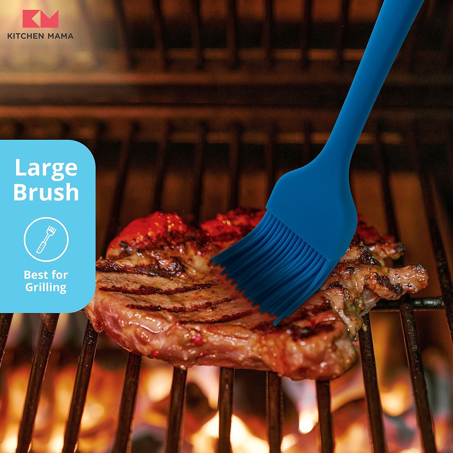 Kitchen Mama Silicone Basting Pastry Brush: Set of 2 Heat Resistant Basting Brushes for Baking, Grilling, Cooking and Spreading Oil, Butter, BBQ Sauce, or Marinade. Dishwasher Safe(Blue): Home & Kitchen