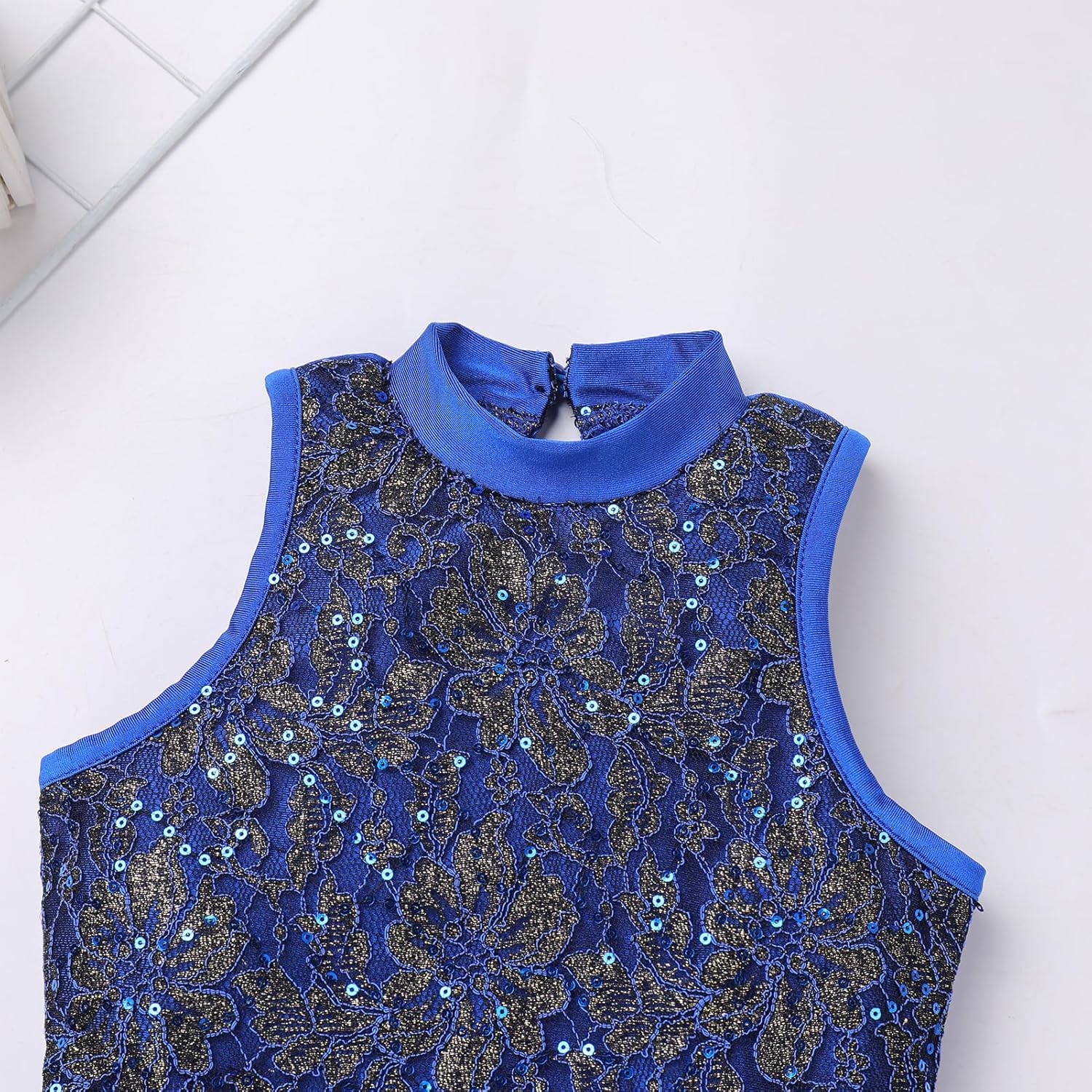 AFAVOM Girls Sequin Dance Costume Sparkle Hip Hop Jazz Dance Dress with Gloves Outfit Shiny Metallic Performance Dancewear