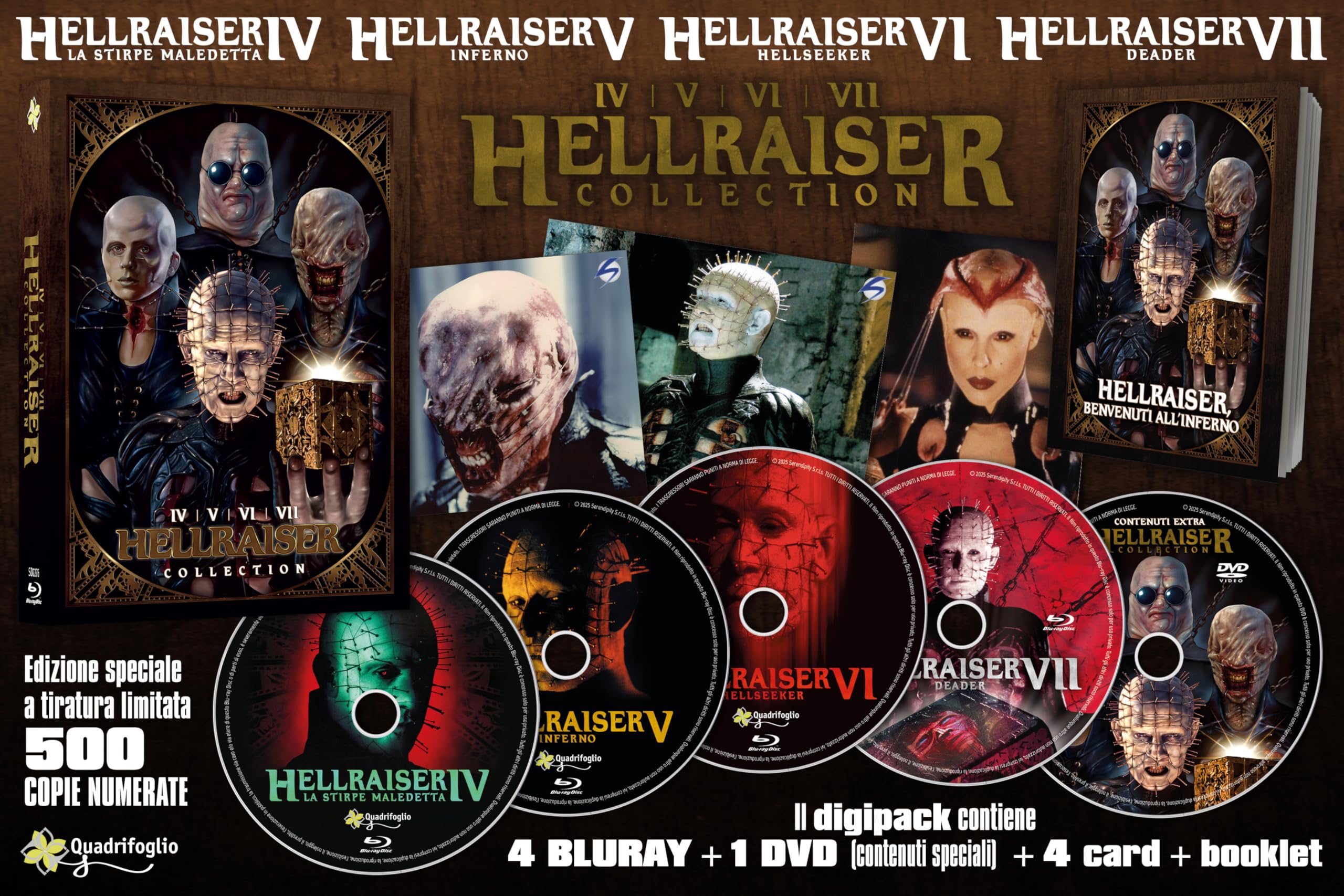 Hellraiser Collection IV-V-VI-VII - Collector's 500 copie (4 Blu-Ray Disc + DVD + Card + Booklet)
