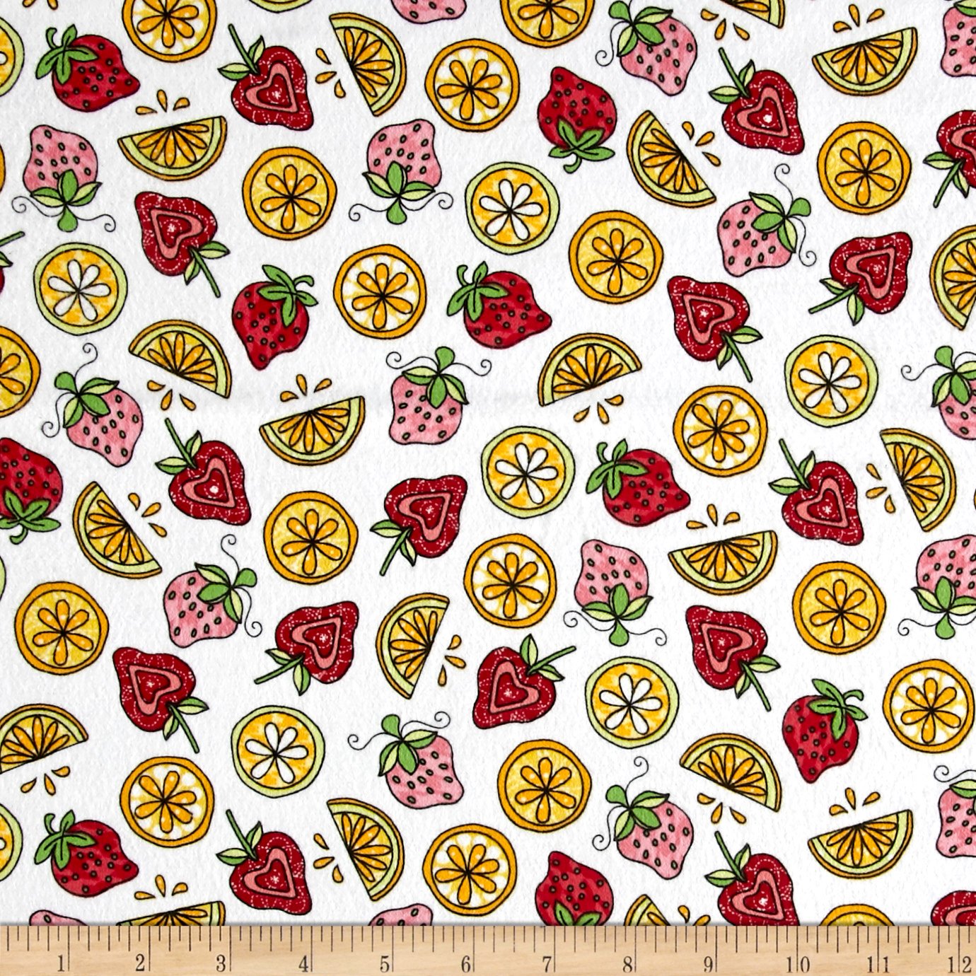 Maywood StudioKimberbell Lil' Sprout Flannel Too Strawberries N' Lemons, White Yard