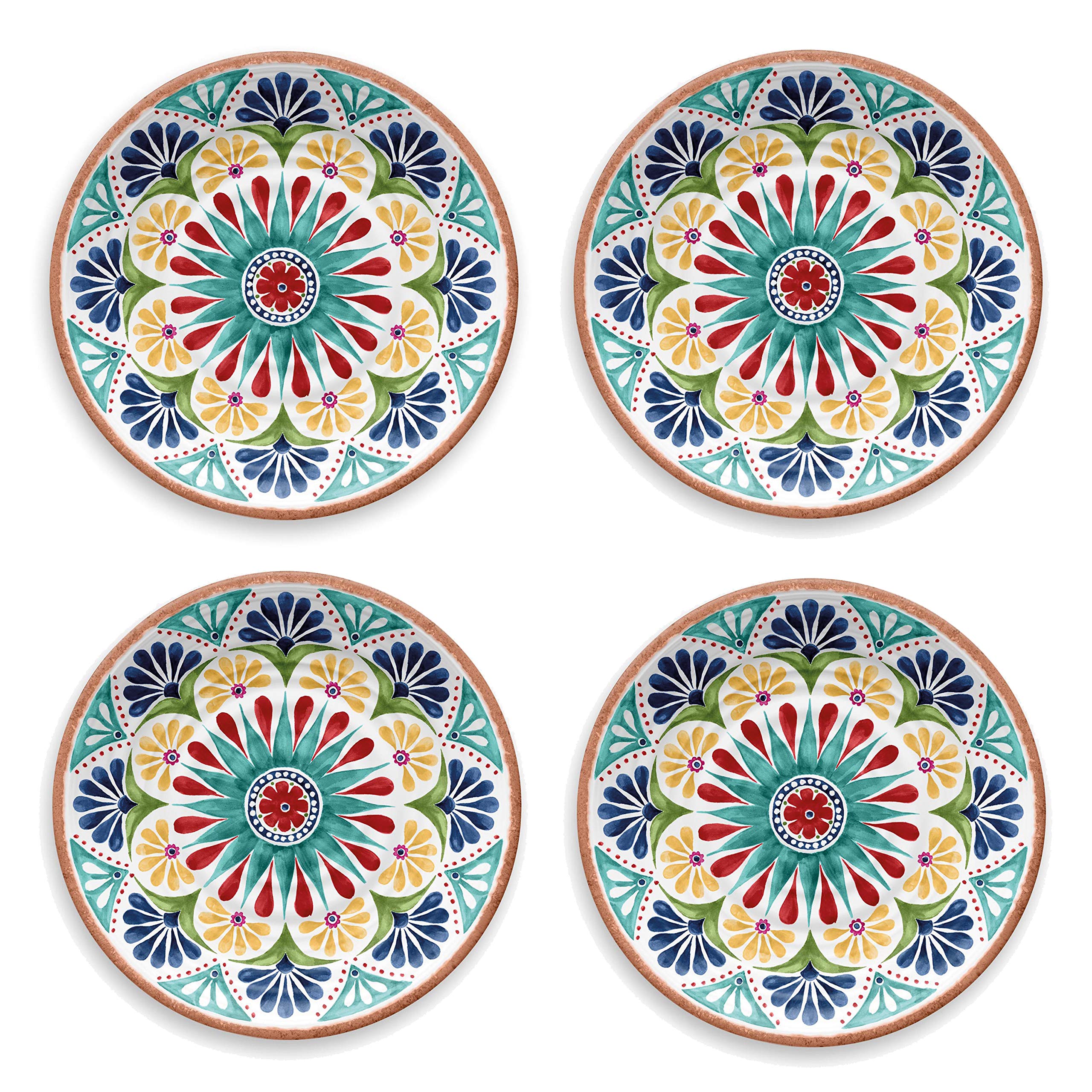 Purely Home Re-usable Rio Medallion 26cm Melamine Dinner Plates, Set of 4