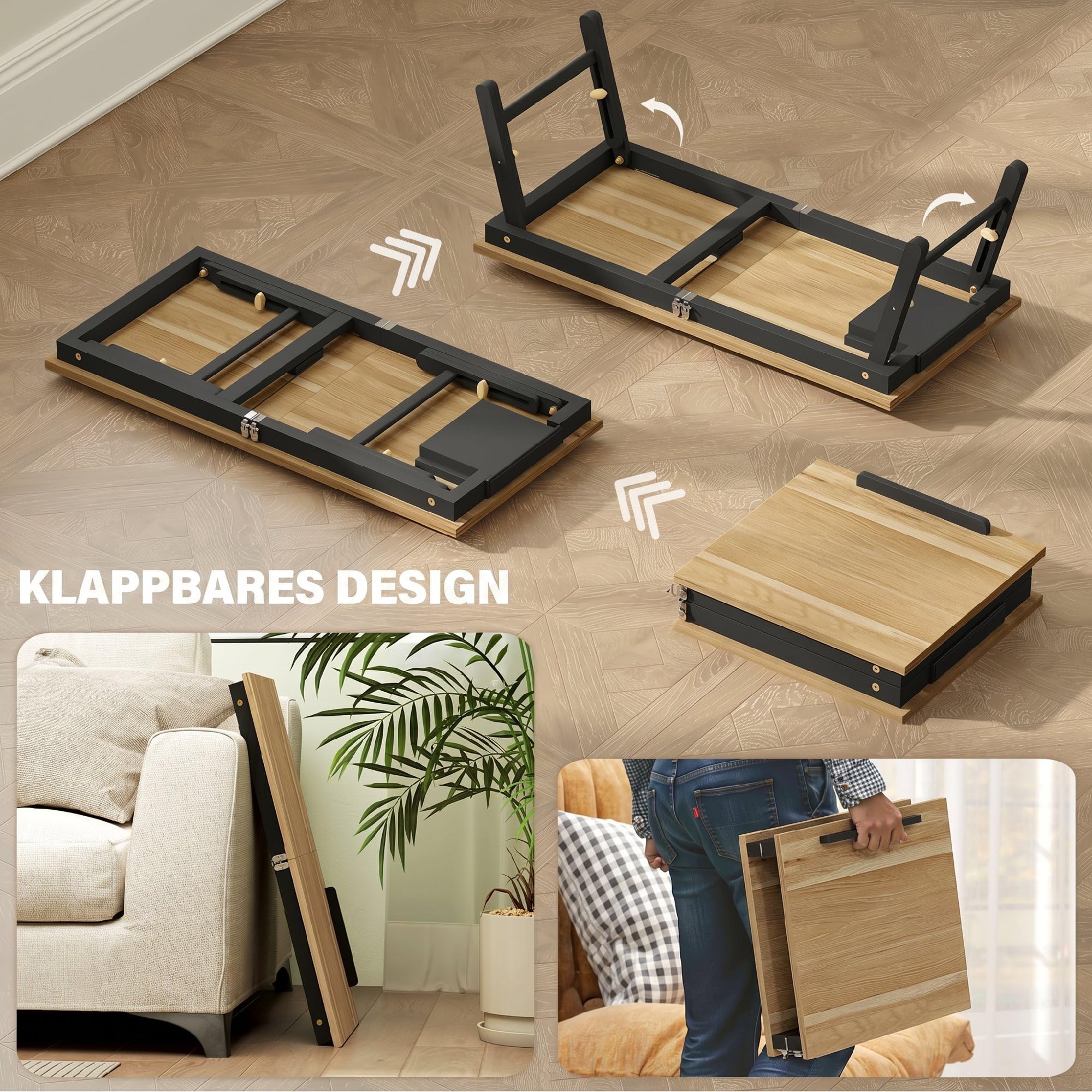 HOMCOM Stolik pod laptop regulowany wys. do łóżka 83,5x33x23,5-34 cm dąb
