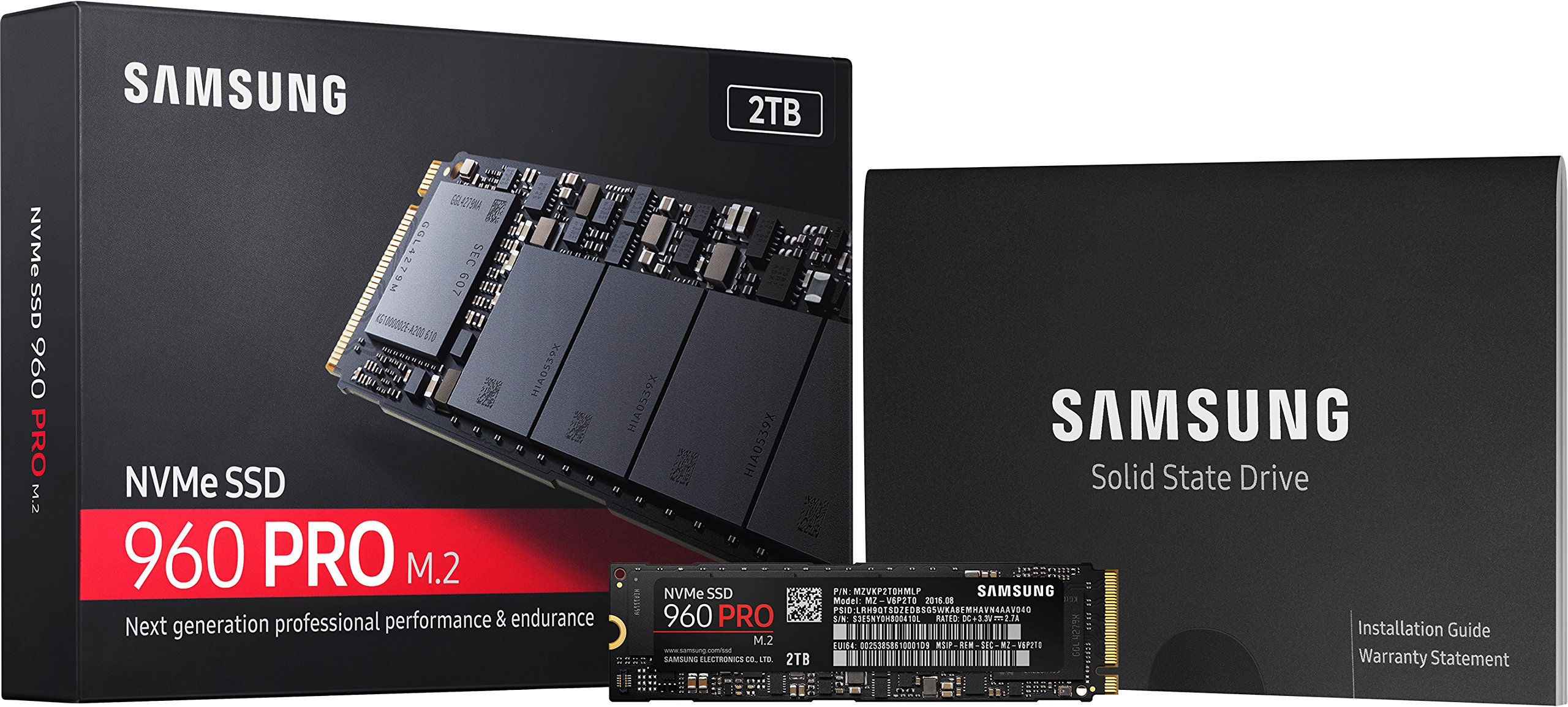 Samsung MZ-V6P2T0BW SSD 960 PRO, 2 TB, NVMe, Nero/Rosso