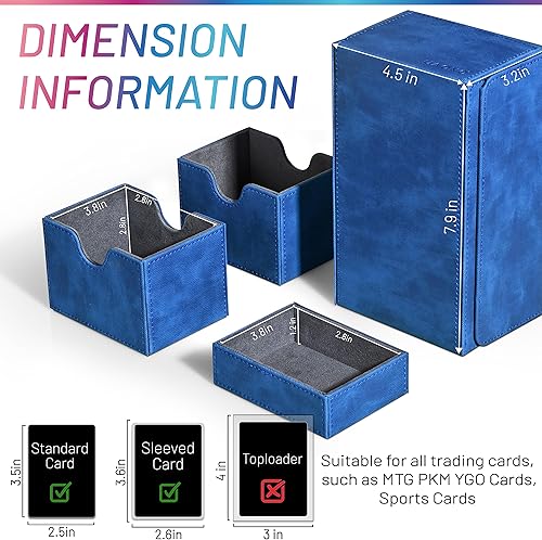 Miniatura 3 de MTG - Caja de cartas con bandeja rodante de dados, caja de doble cubierta TCG con 3 bandejas para más de 200 tarjetas de doble funda, caja de