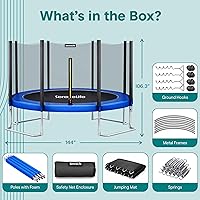 Vista 7 de SereneLife Trampoline Outdoor 10FT 12FT 14FT with Enclosure Net, Ladder and Anti-Rust Coating - ASTM Approved Recreational Trampolines - Heavy Duty