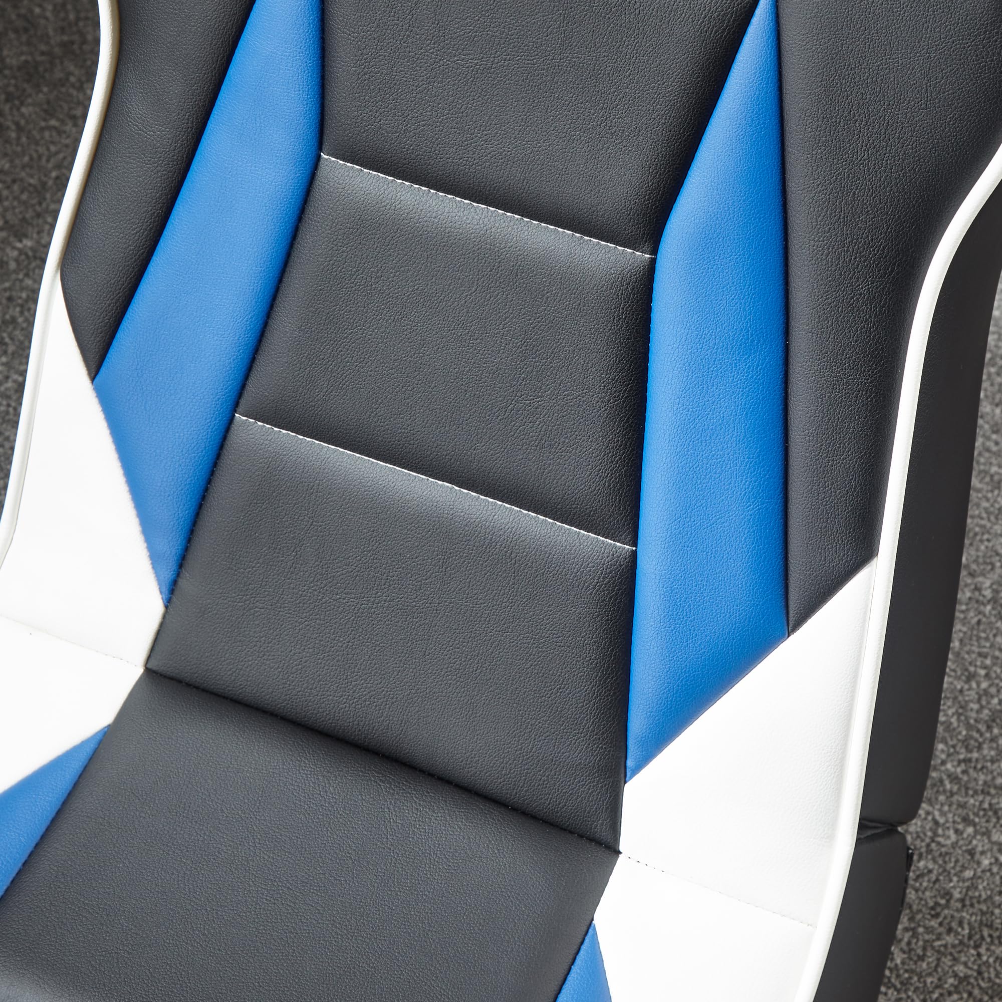 X-Rocker Sedia da gioco con licenza ufficiale PlayStation Geist 2.0, comoda seduta pieghevole da pavimento con altoparlanti, pelle PU per PS4, PS5, PC, cellulare, nero/blu