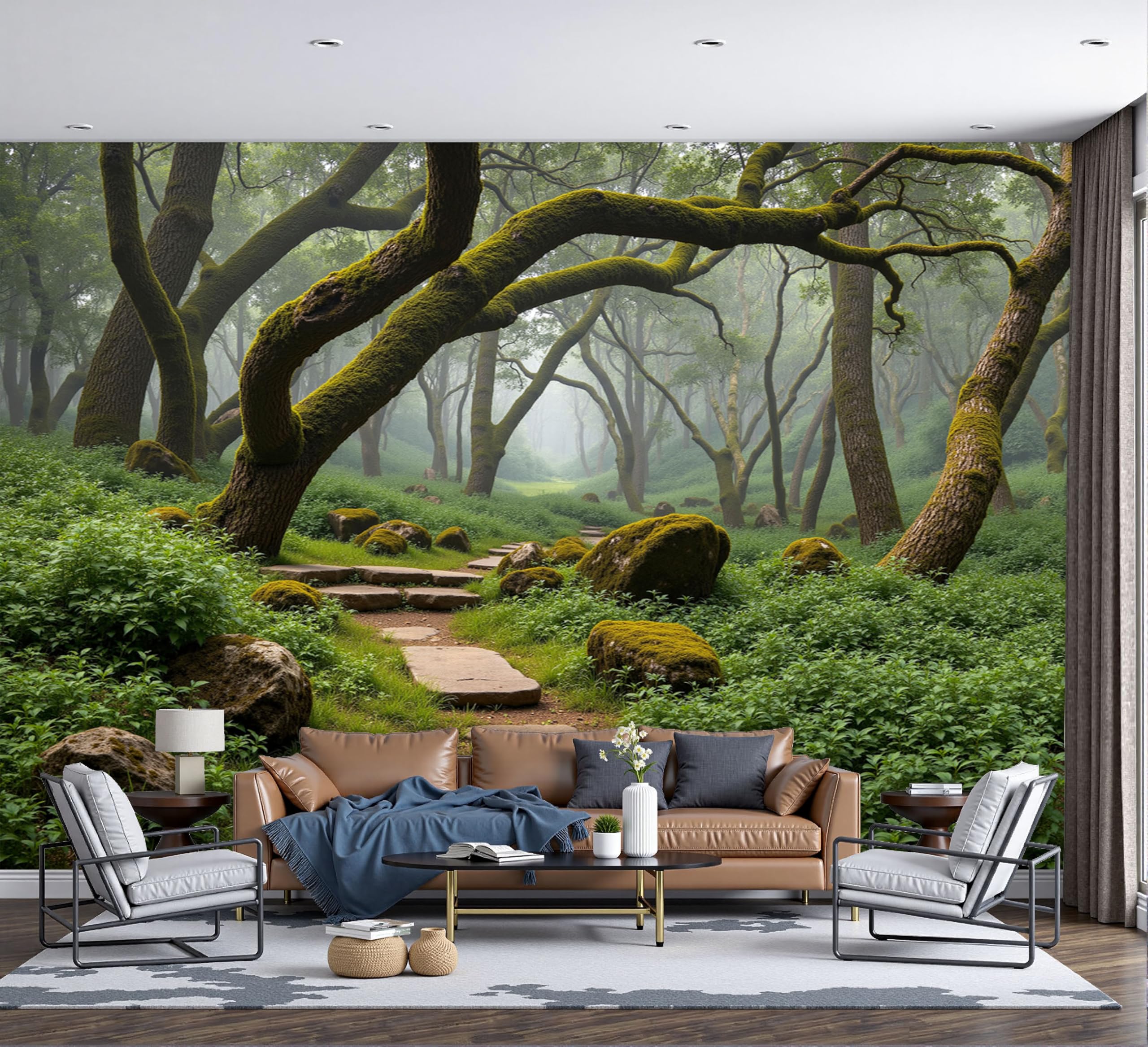 Papier peint panoramique 3D salon grand format poster mural moderne en soie