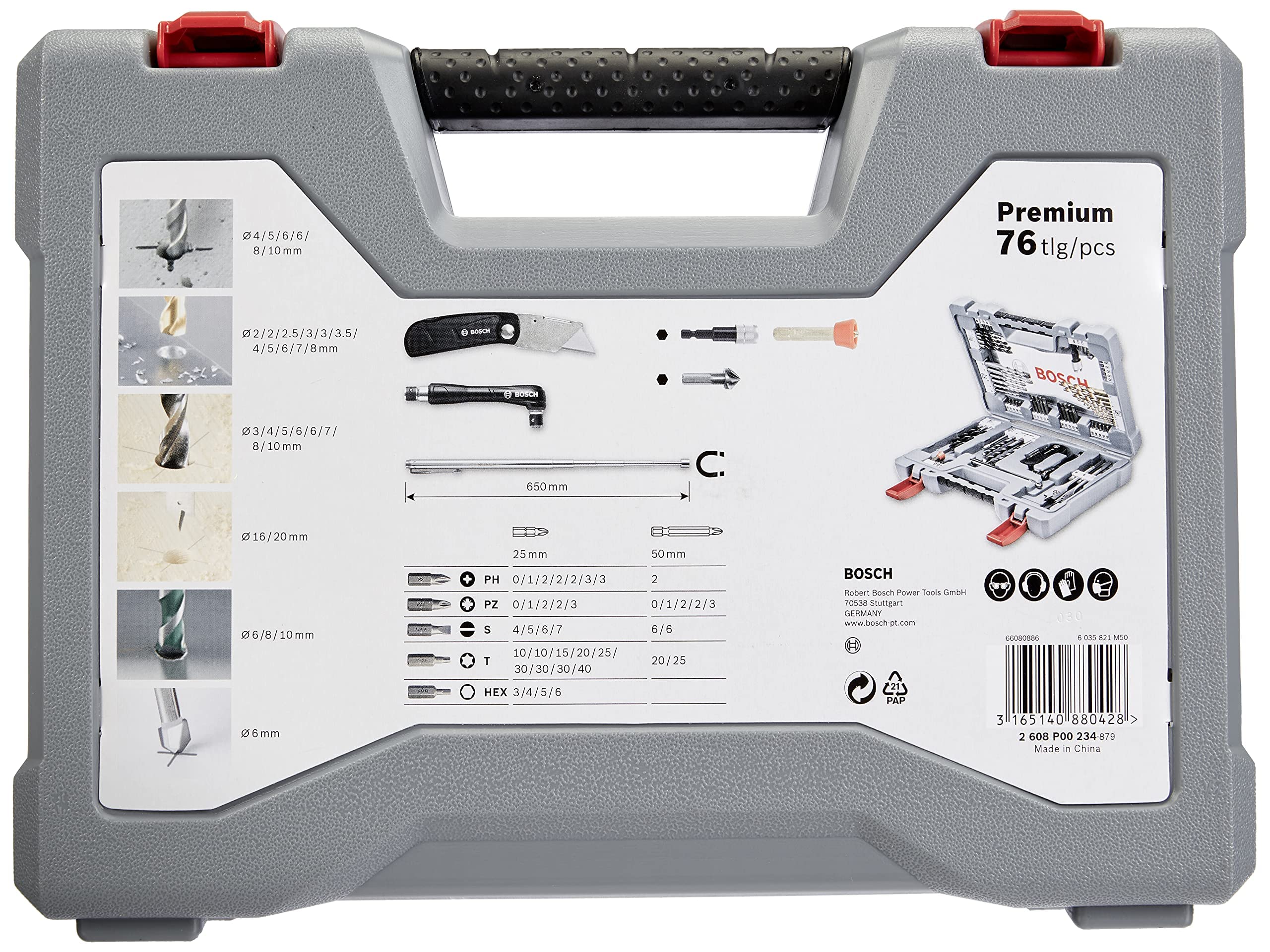 Bosch Professional 76-częściowy zestaw wierteł i końcówek wkręcających Premium X-Line (do drewnie, metalu i betonie, Akcesoria wiertło)