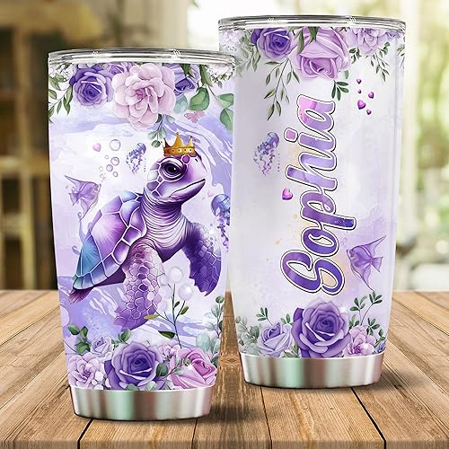 Miniatura 2 de WONWIX Regalos personalizados de tortugas marinas, regalo para mujeres, amantes de las niñas, taza de café, taza de viaje, vaso térmico de acero