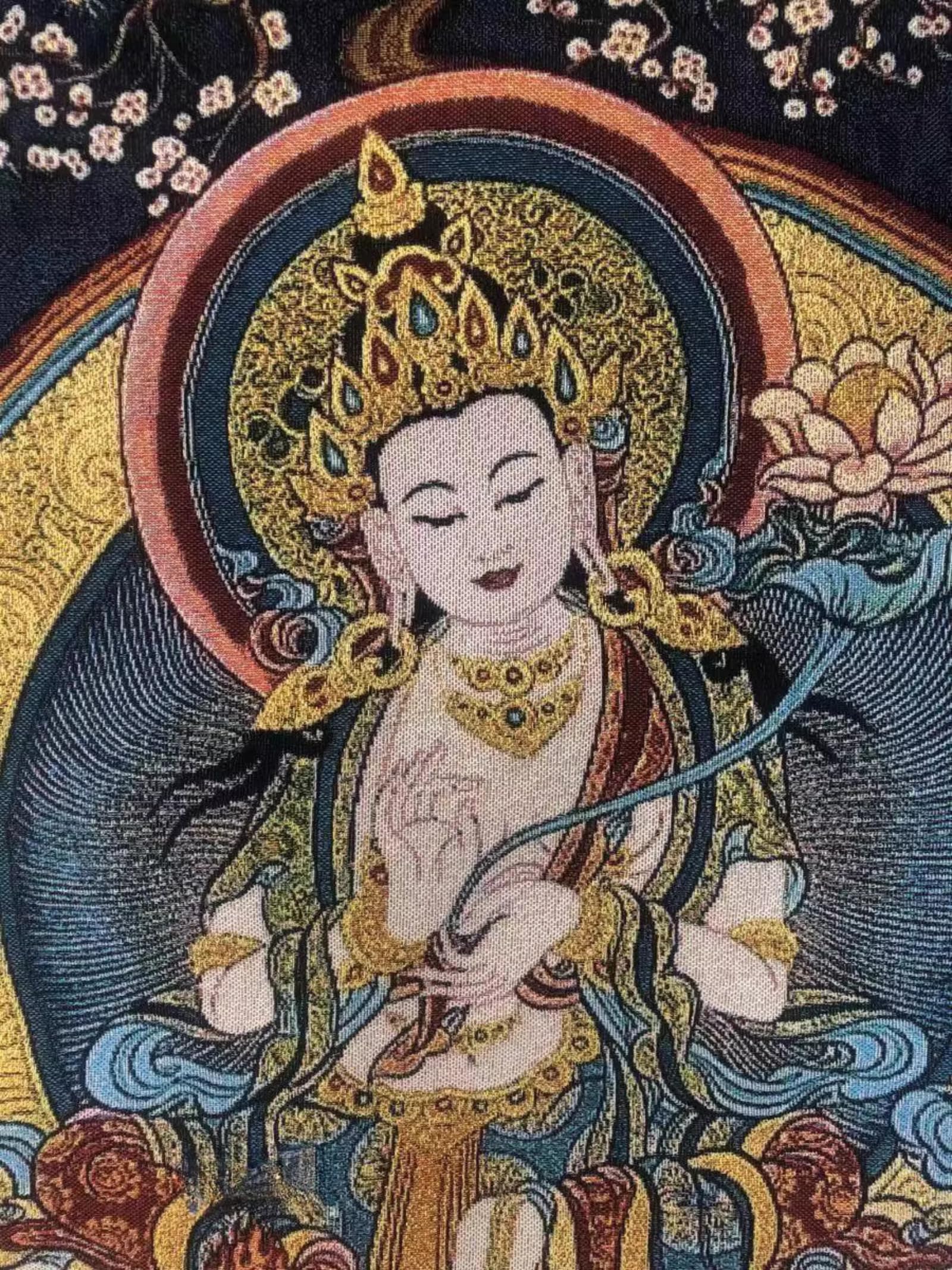 FENNYYAR Samantabhadra Thangka Ricamo Broccato, 60 cm 23,6 pollici, Ingresso Hall Tibetano Pittura Murale Decorativo