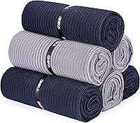 OHIKA Microfiber Gym Towels 6 Pack with Snap Strap - Absorbent Ribbed Sports Towels 27x16 for Yoga, Gym, Hiking, Black/Grey
