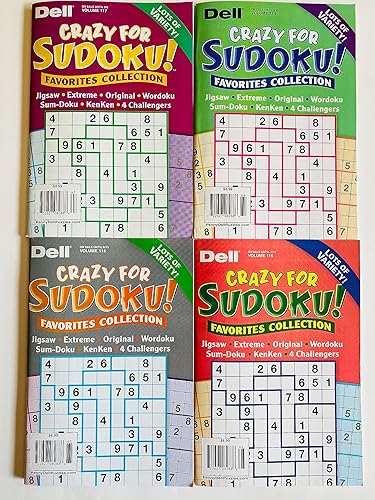 Lot of 4 CRAZY FOR SUDOKU FAVORITES COLLECTION from the Penny Press Puzzles Volume numbers 114, 115, 116, and 117